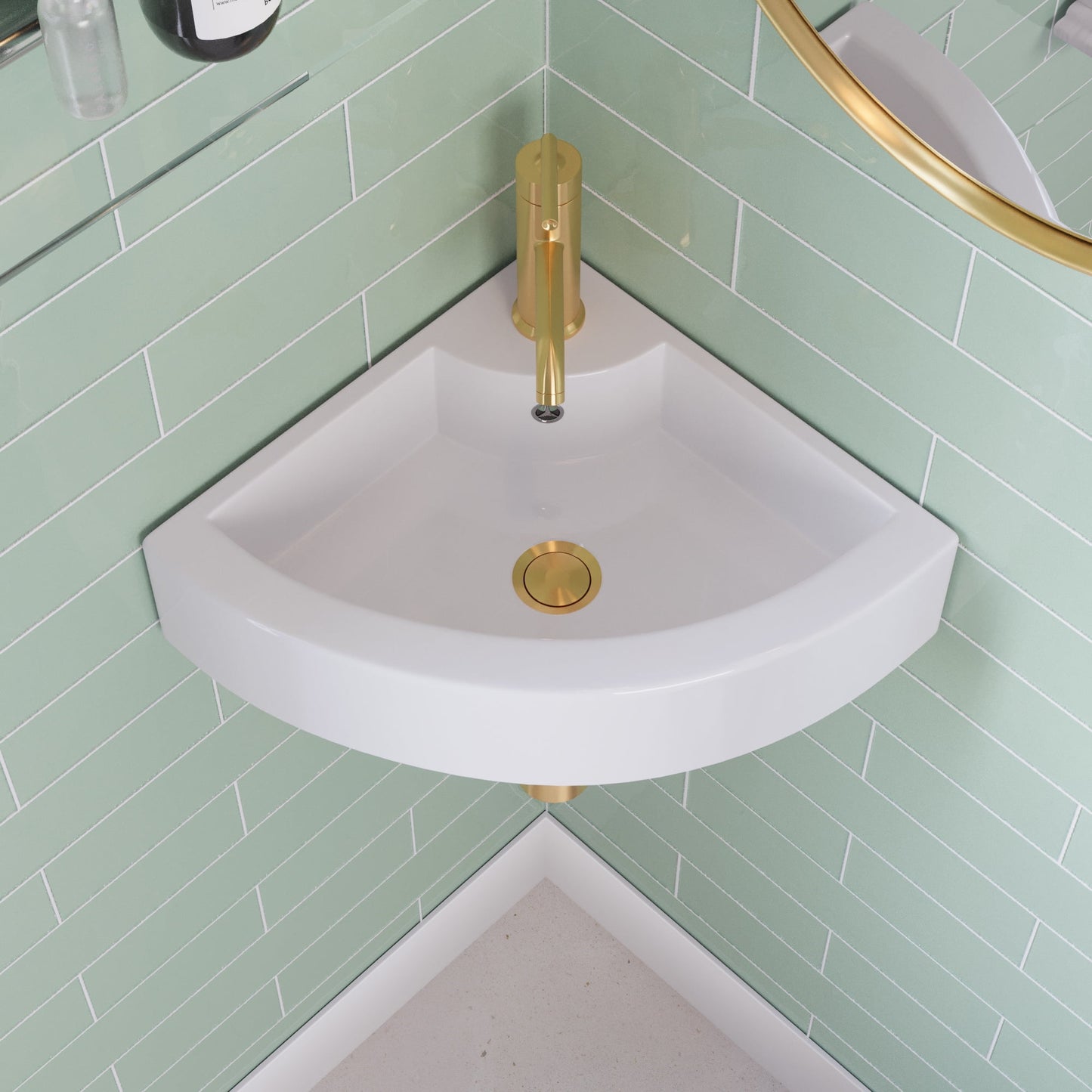 DV-1V0222 DeerValley 18" x 13''White Ceramic Specialty Wall Mount Bathroom Sink with Faucet Hole and Overflow