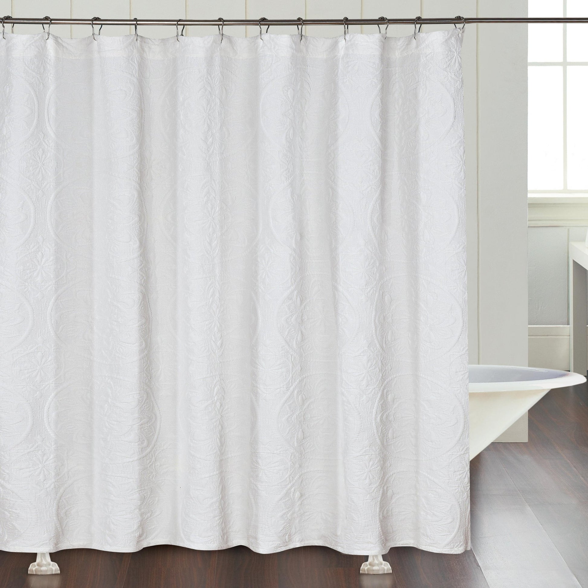 Dainty Home Boheme Medallion Jacquard Shower Curtain, Soft Textured Polyester Fabric, 72 x 72 Inches