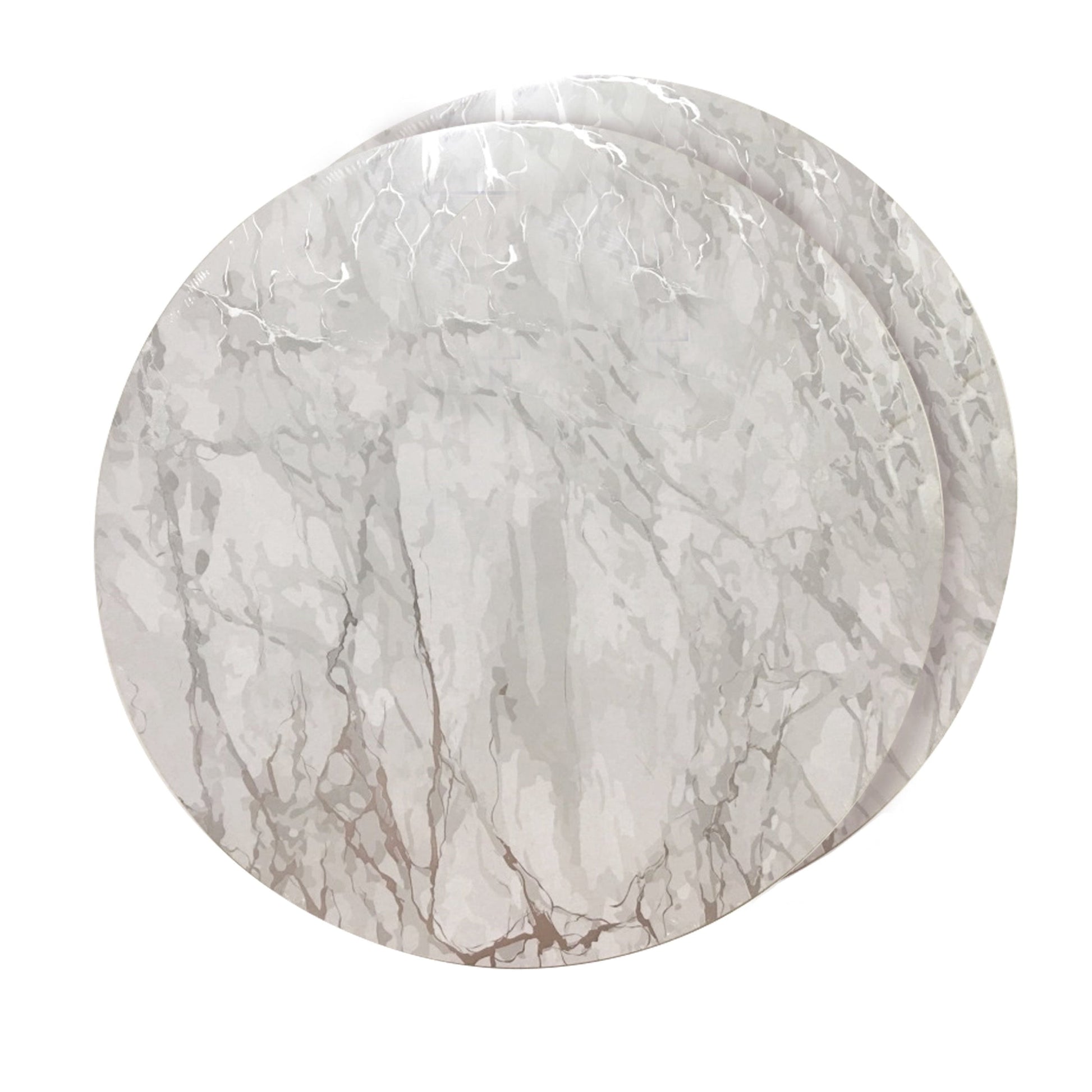 Dainty Home Marble Cork Metallic Print Round Set of 2 Placemats in Silver