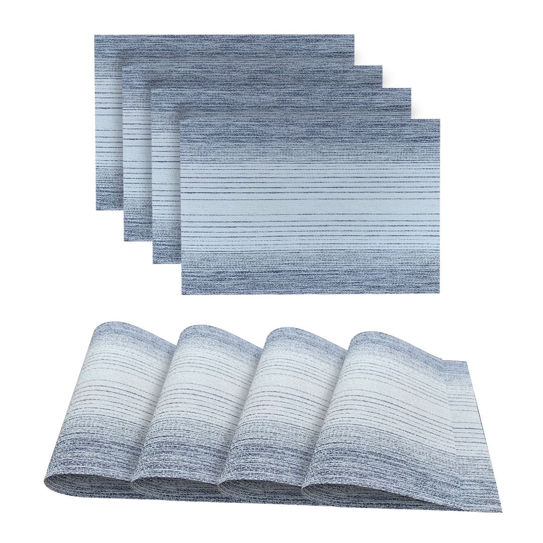 Dainty Home Ombre Woven Textilene Reversible 13" x 19" Rectangular Placemat Set of 4 in Blue