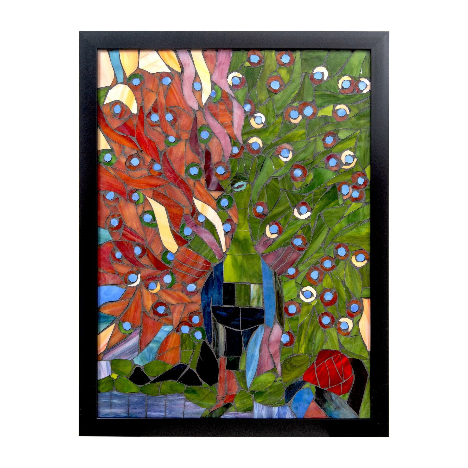Art Glass Designs 24" Peacock Glass Wall Panel Decoration