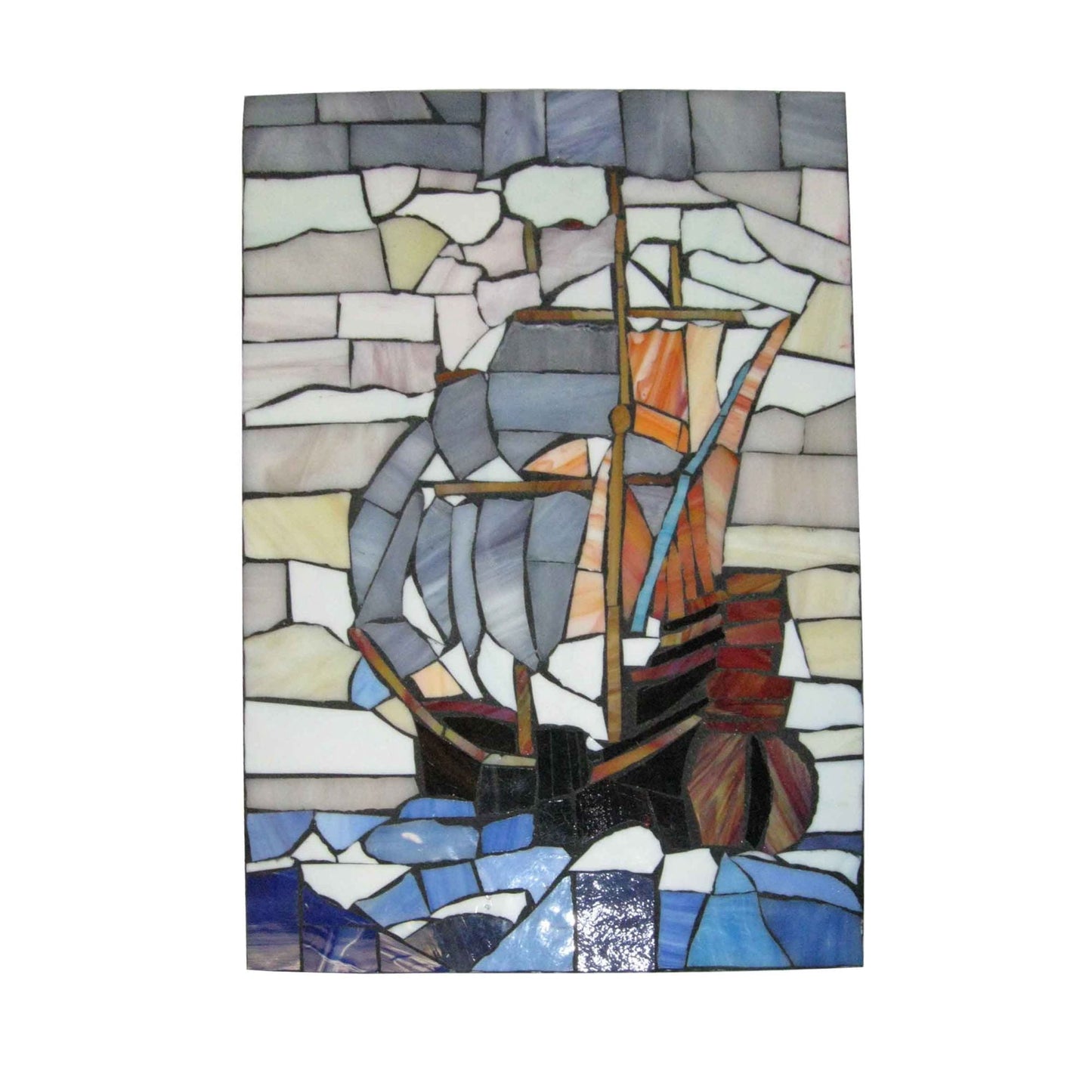 Art Glass Designs 18" arge Sailboat Glass Wall Panel