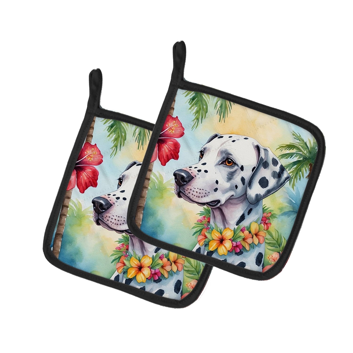 Dalmatian Luau Pair of Pot Holders