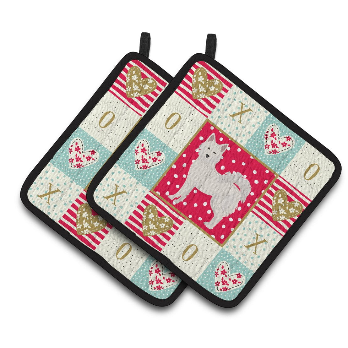 Danish Spitz Love Pair of Pot Holders