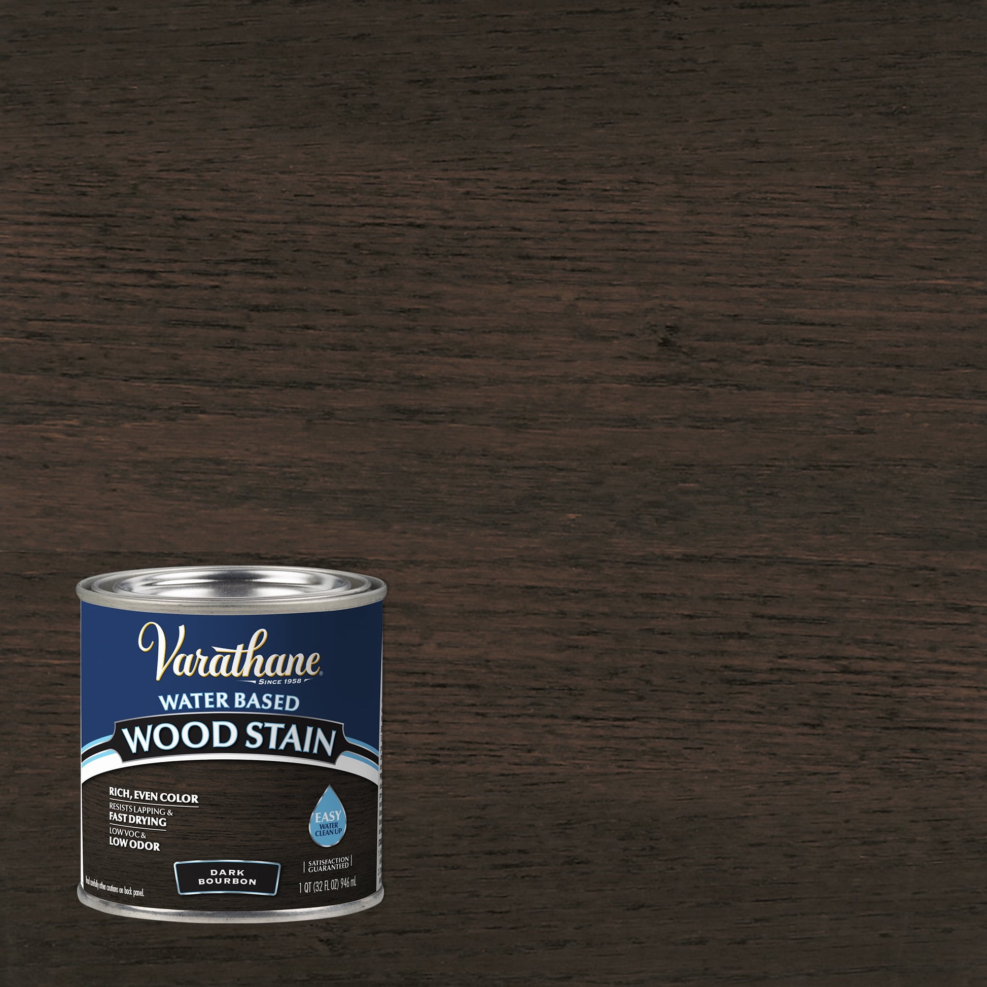 4 Pack, Dark Bourbon, Varathane Water-Based Wood Stain-384354, Half Pint