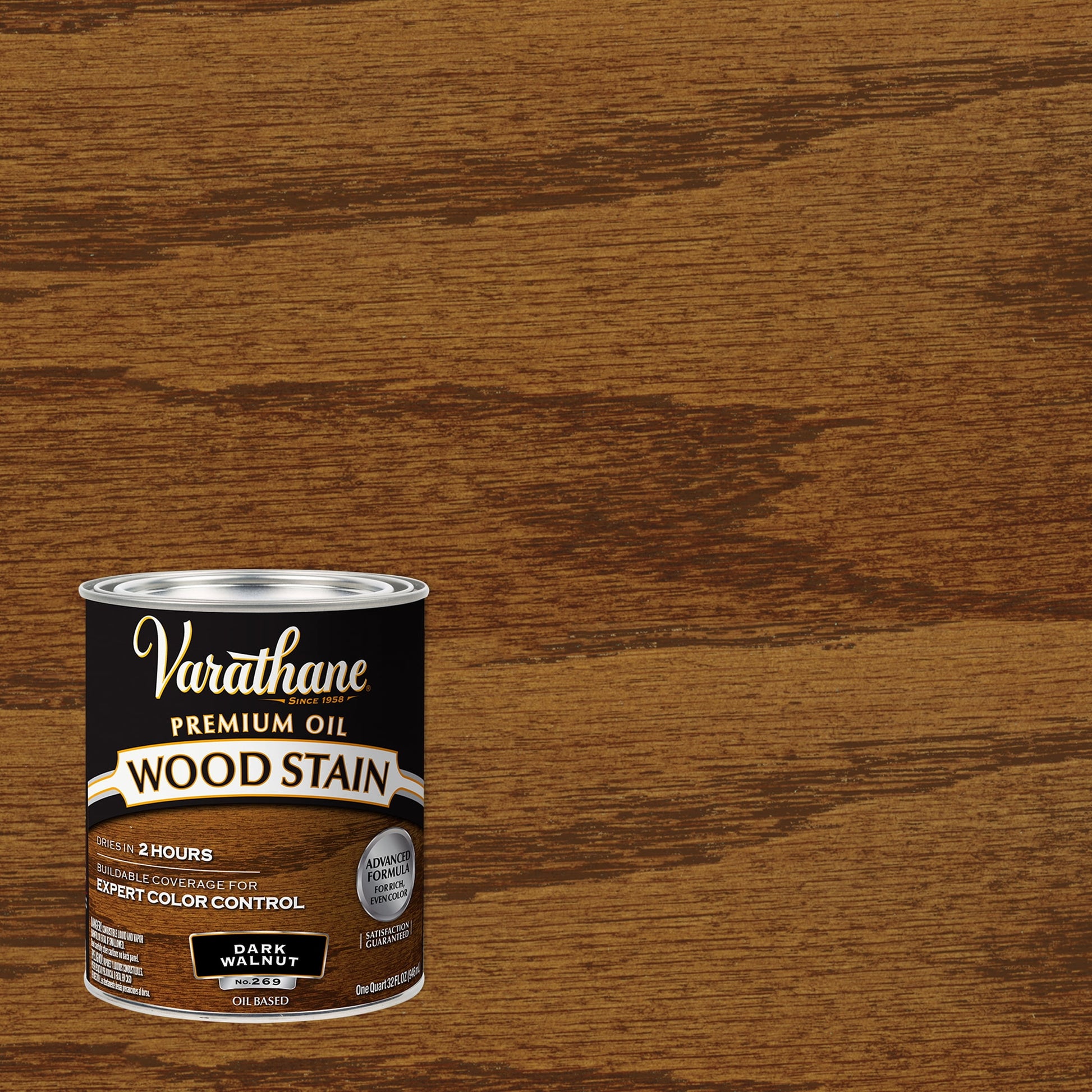 2 Pack, Dark Walnut, Varathane Premium Oil-Based Interior Wood Stain-211730H, Quart