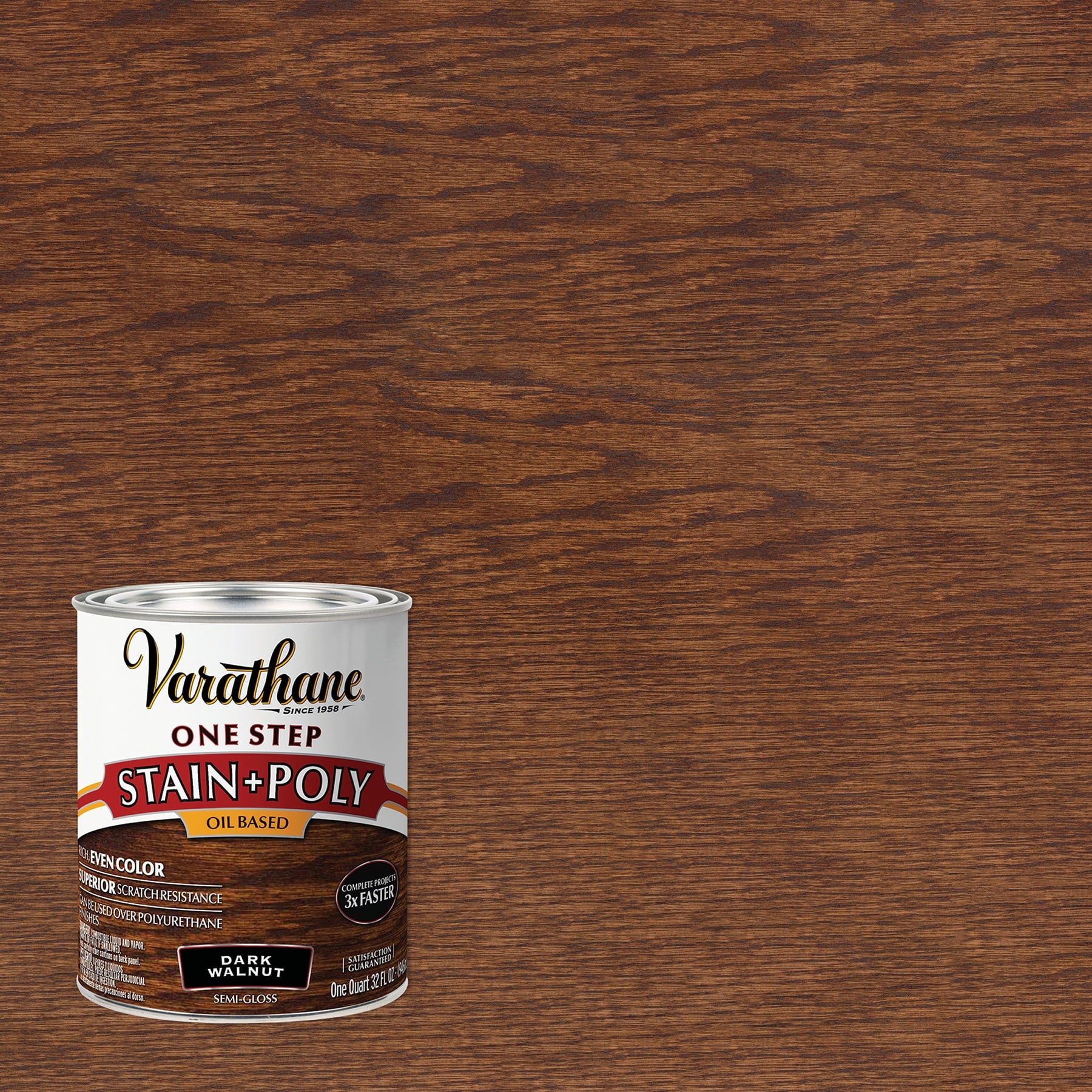 2 Pack, Dark Walnut, Varathane Stain + Polyurethane Oil-Based, Semi-Gloss -225250H, Quart