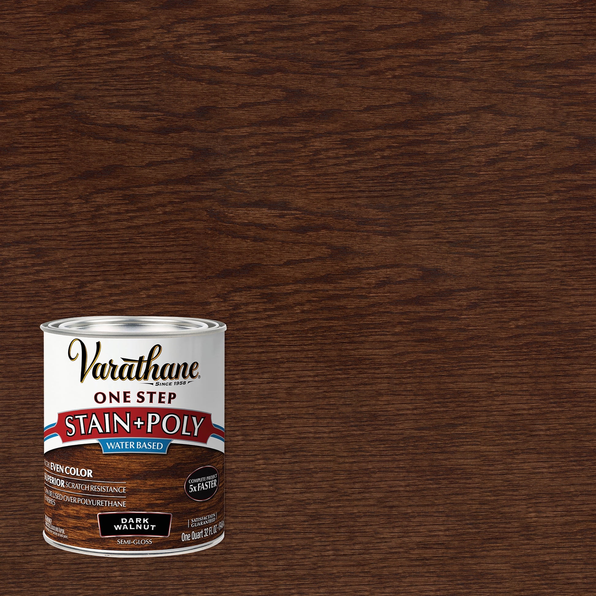 2 Pack, Dark Walnut, Varathane Stain + Polyurethane, Semi-Gloss -337037, Quart