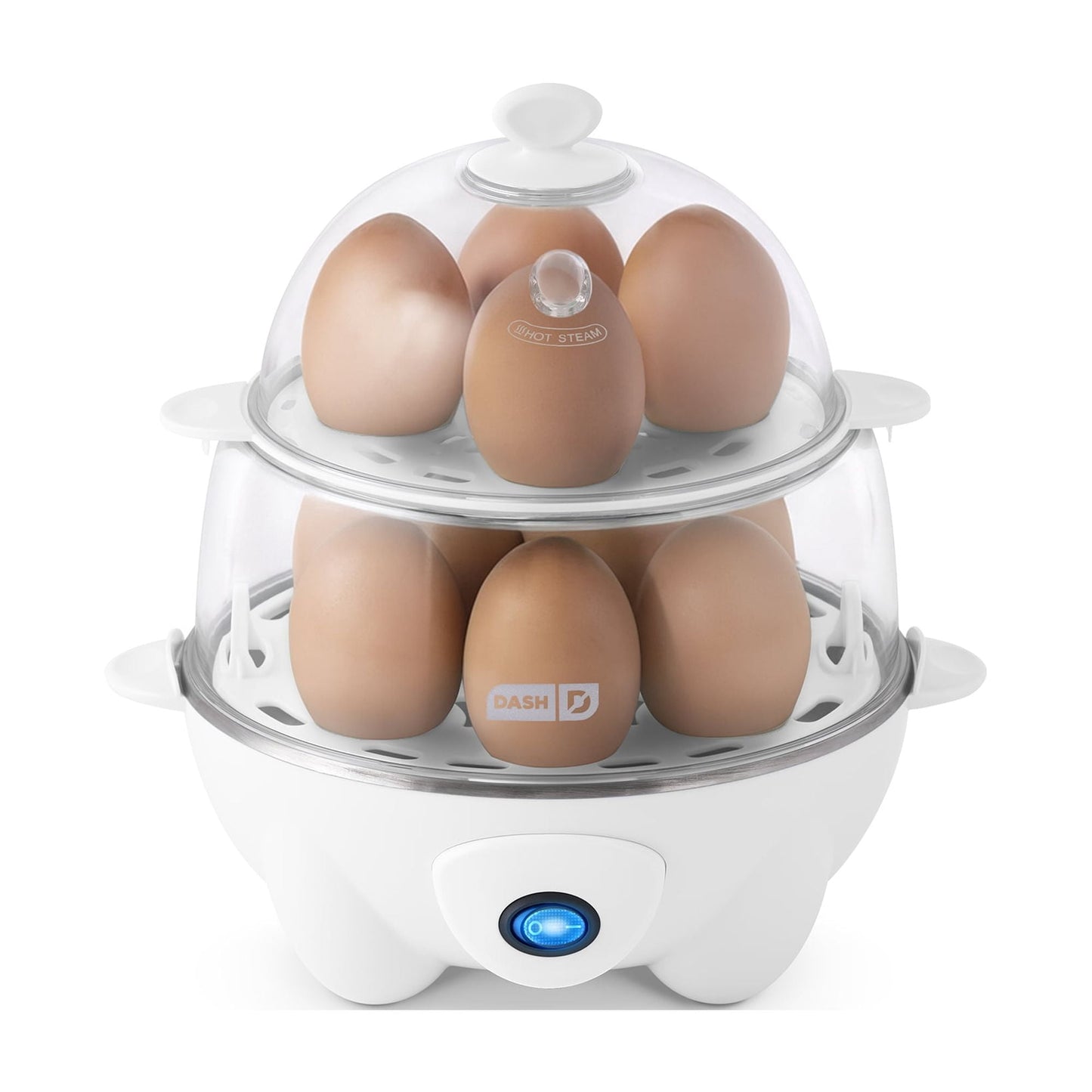 Dash Deluxe Egg Cooker, 12 Egg Capacity, Hard Boiled Poached Omelet Maker, White