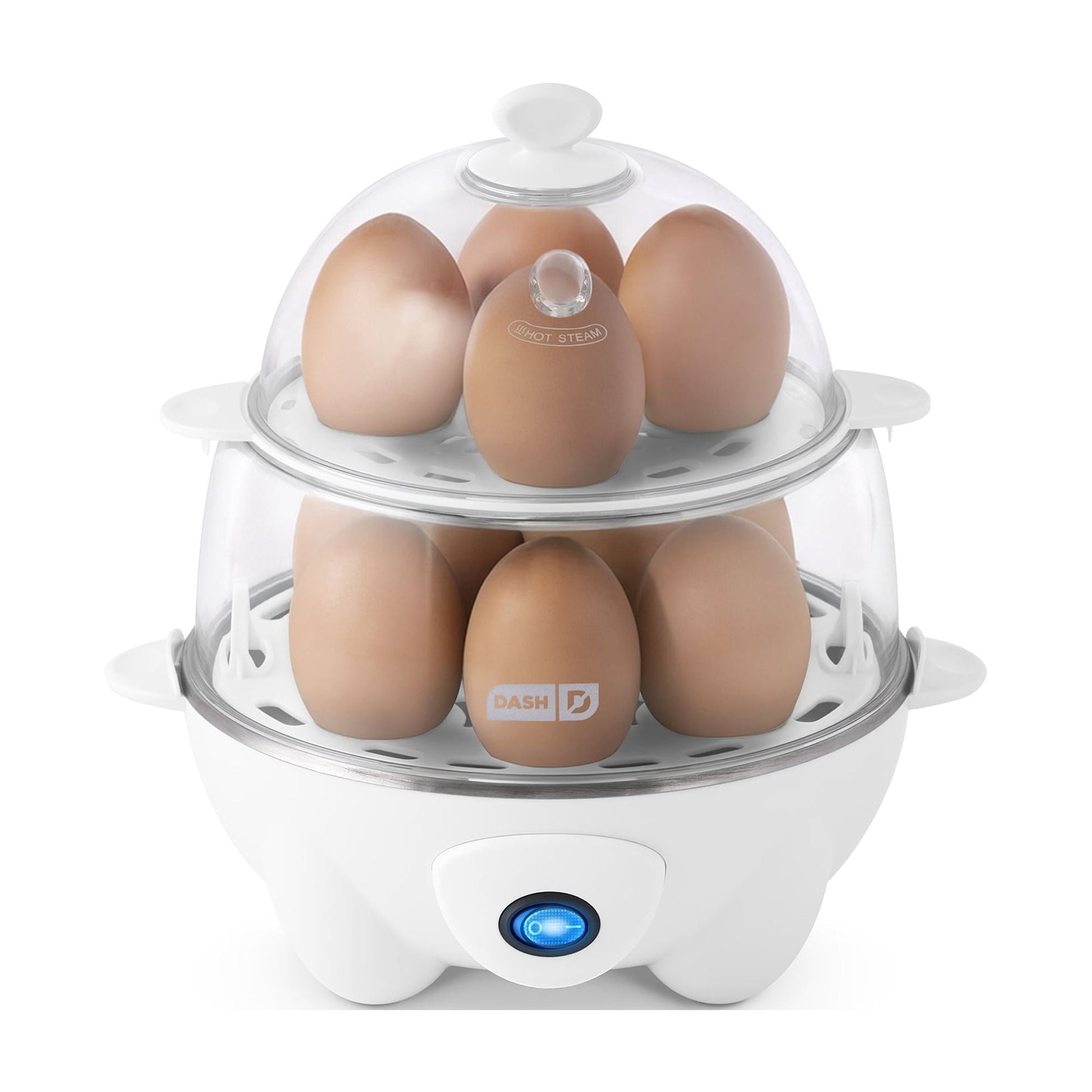 Dash Deluxe Egg Cooker, 12 Egg Capacity, Hard Boiled Poached Omelet Maker, White