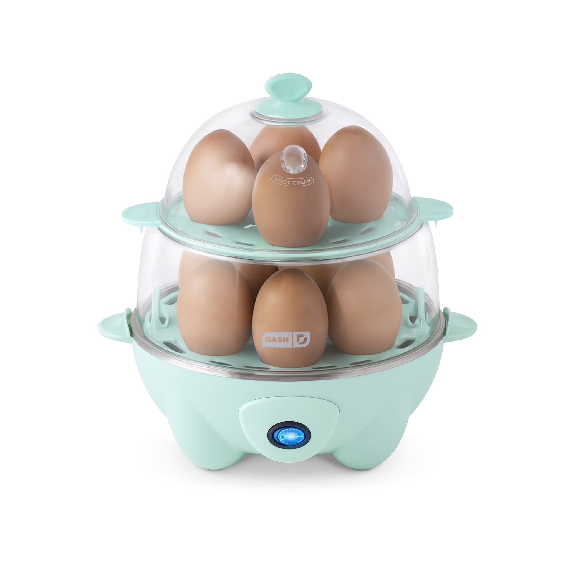 Dash Deluxe Rapid Egg Cooker for Hard Boiled, Poached, Scrambled Eggs, Omelets, Steamed Vegetables, Dumplings & More, 12 Egg Capacity, with Auto Shut off, Aqua