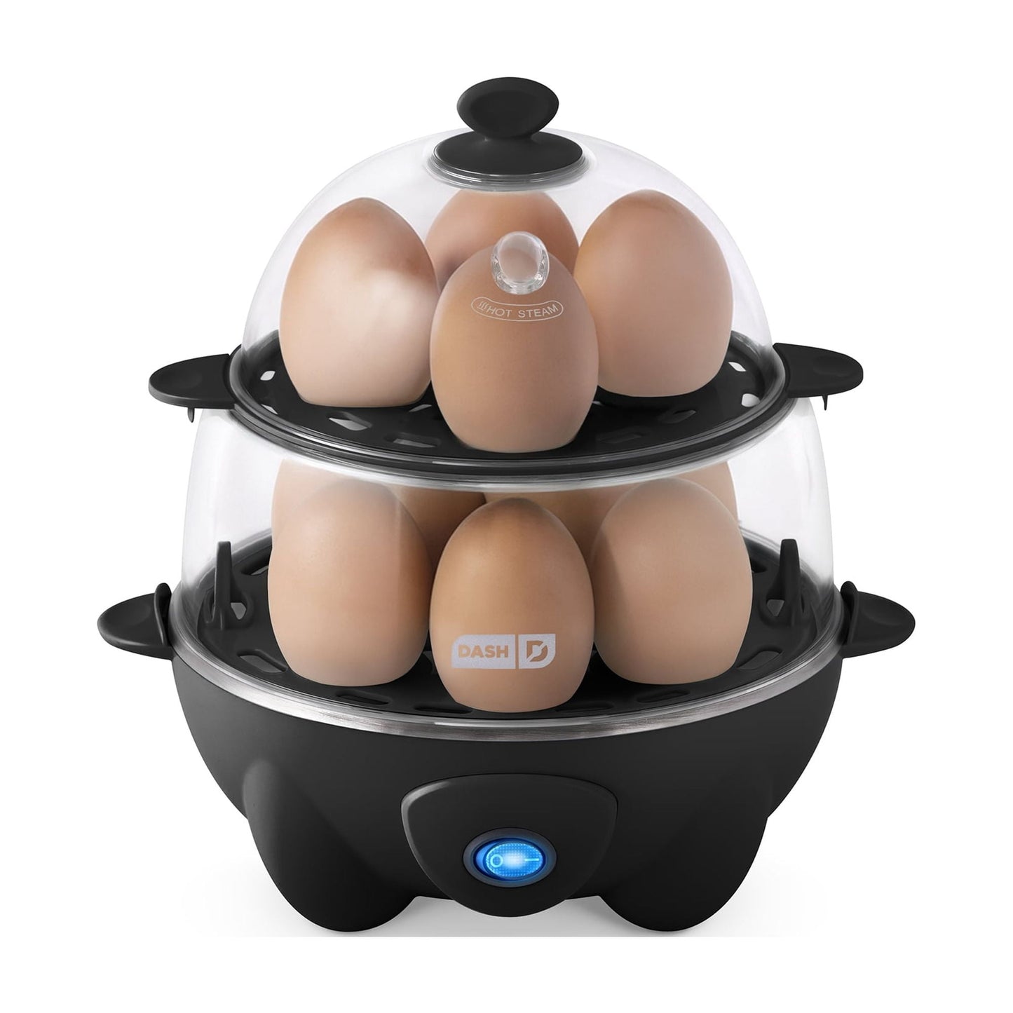 Dash Deluxe Egg Cooker, 12 Egg Capacity, Hard Boiled Poached Omelet Maker, Black