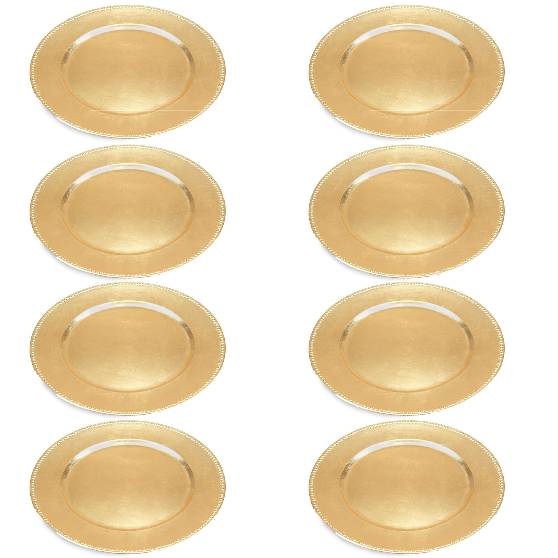 DecMode 13" Round Plate Gold Melamine Plastic Charger, Set of 8