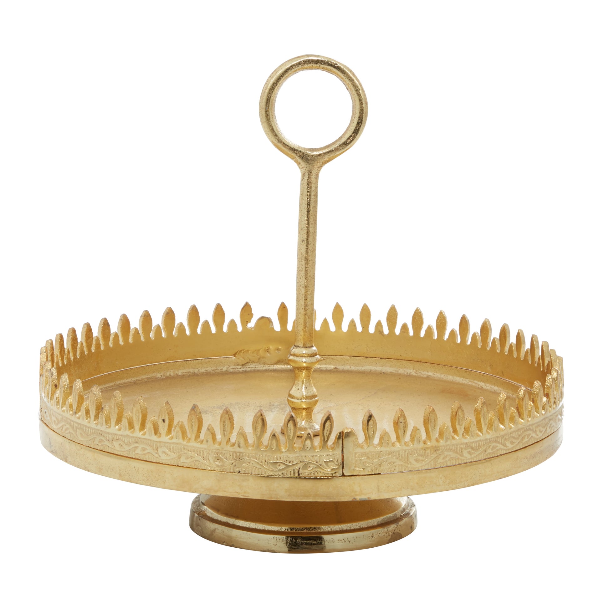 DecMode 13"W, 12"H Aluminum Glam Cake Stand, Gold, 1 - Piece