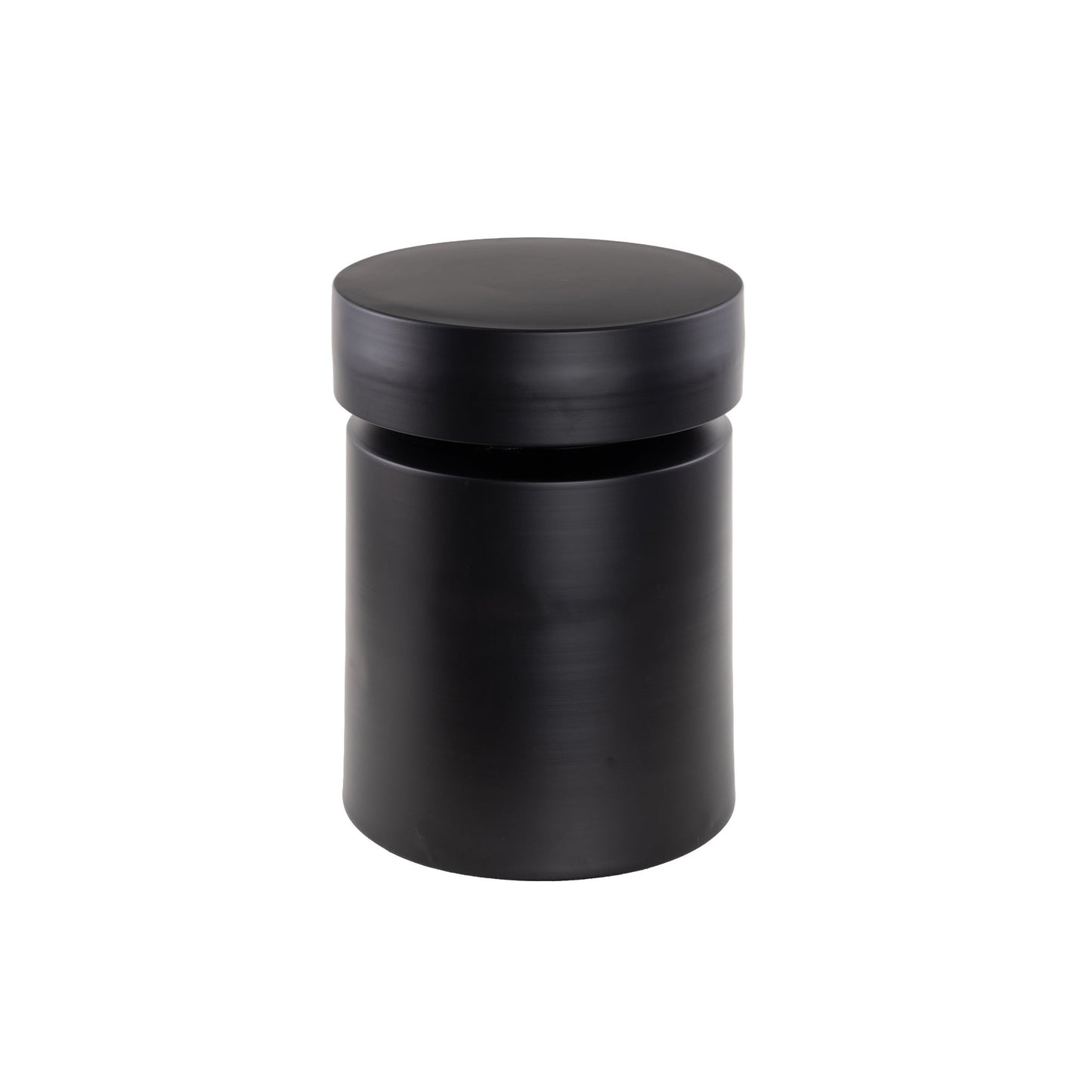 DecMode 14" x 18" Black Metal Drum Accent Table, 1-Piece
