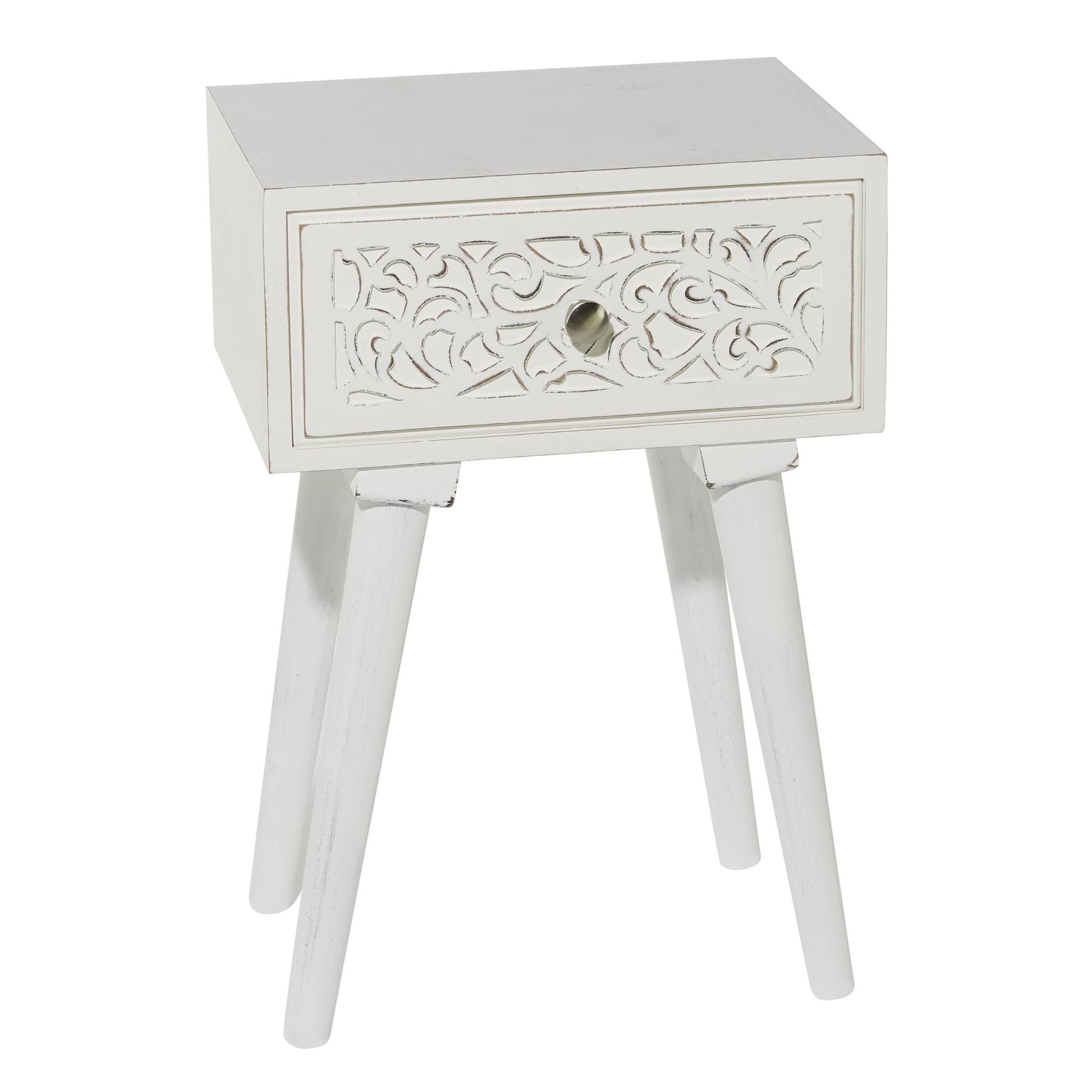 DecMode 36" x 30" Gray Wood Intricately Carved Scroll Console Table with Turned Legs, 1-Piece