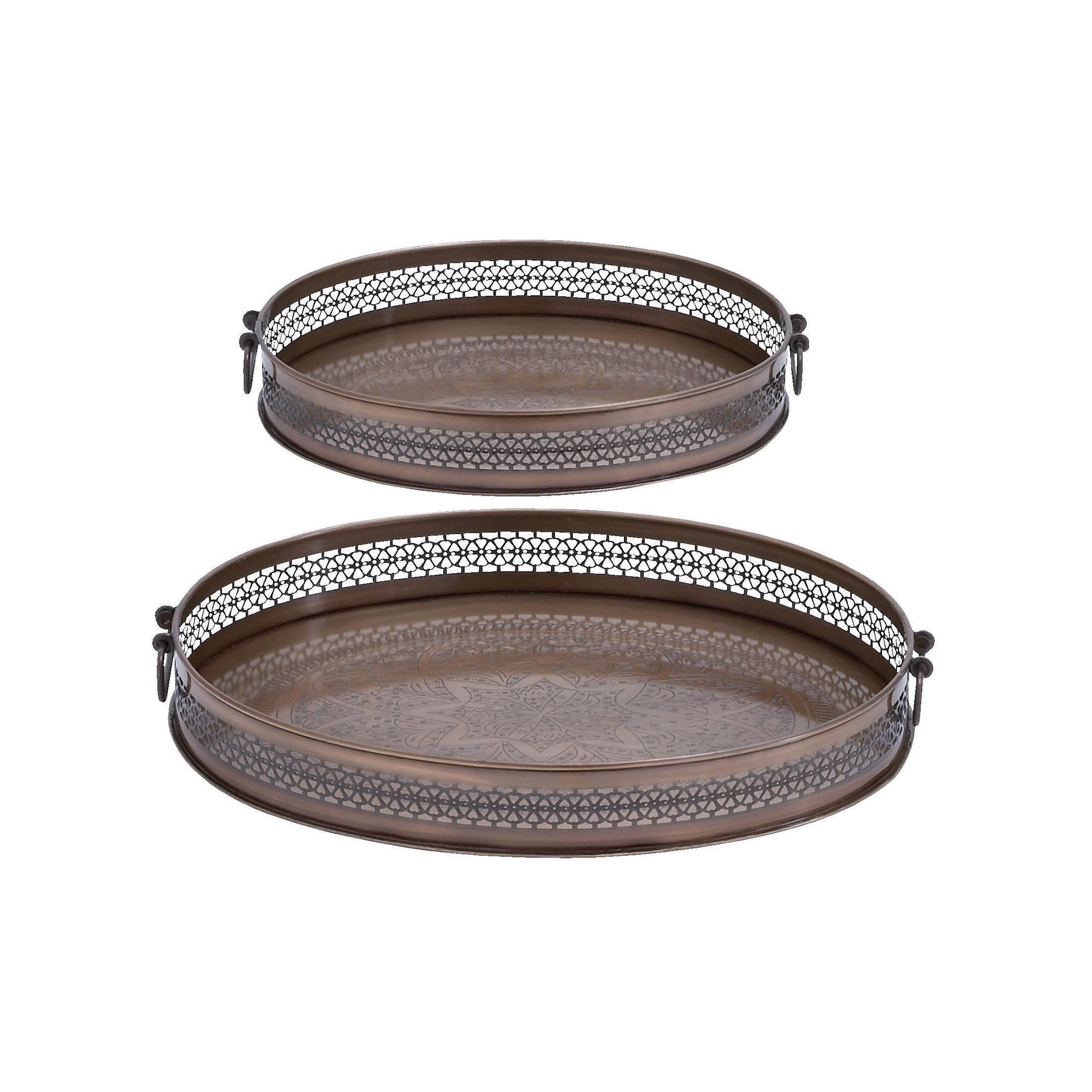 DecMode 17", 14"W Brown Metal Floral Tray, 2-Pieces