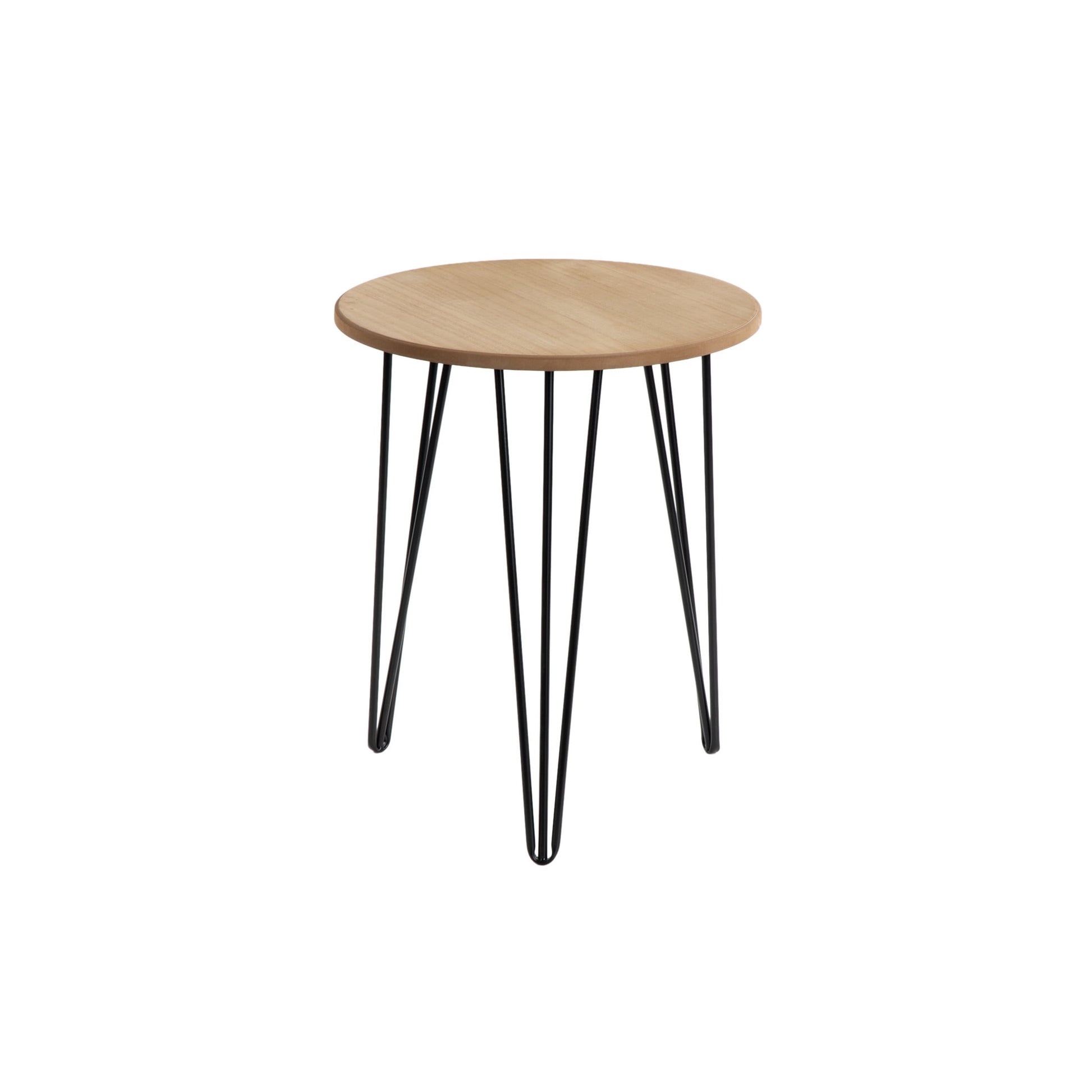 DecMode 18" x 22" Brown Wooden Accent Table with Black Metal Hairpin Legs, 1-Piece
