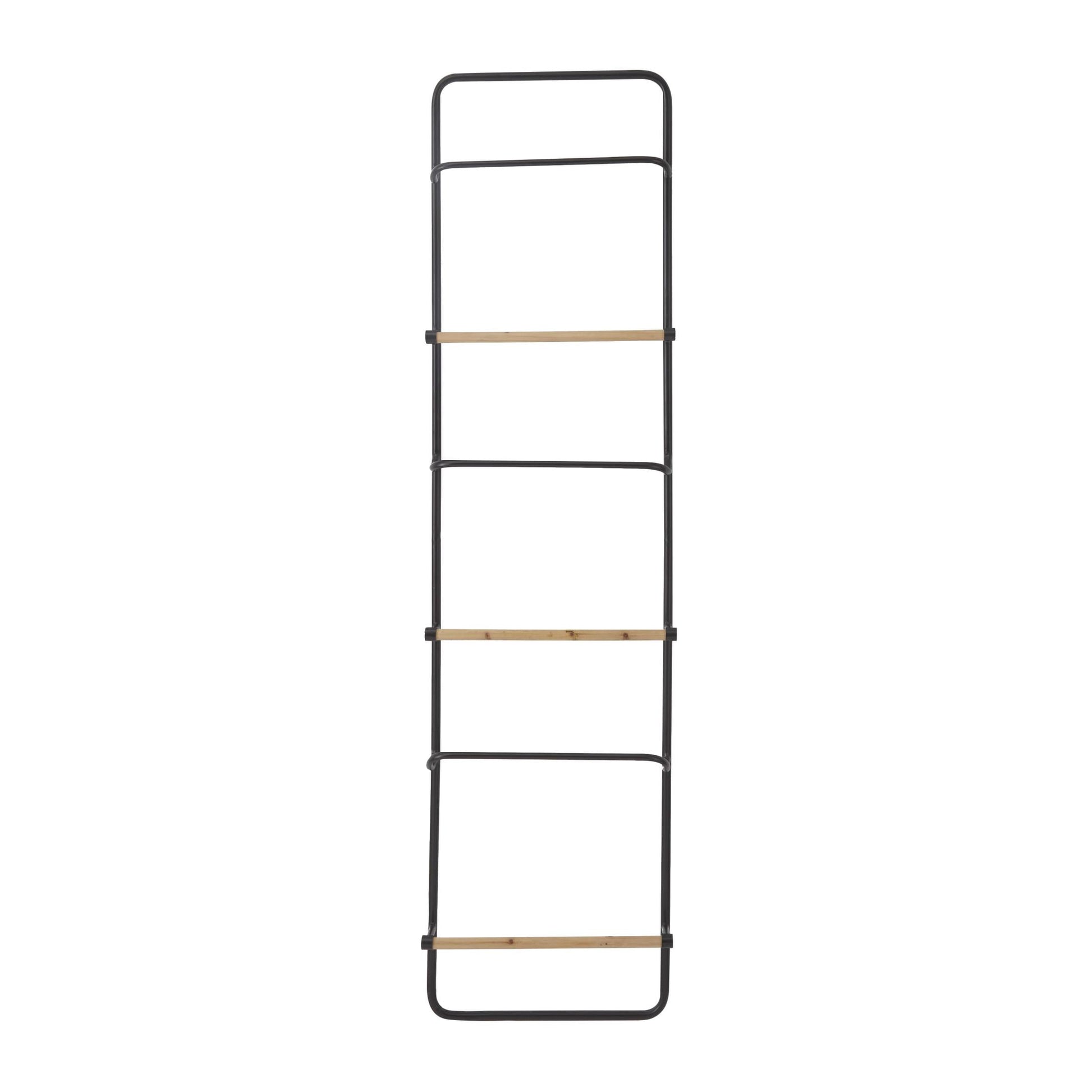 DecMode 18" x 70" Black Metal Wall Mounted 6 Rung Ladder, 1-Piece