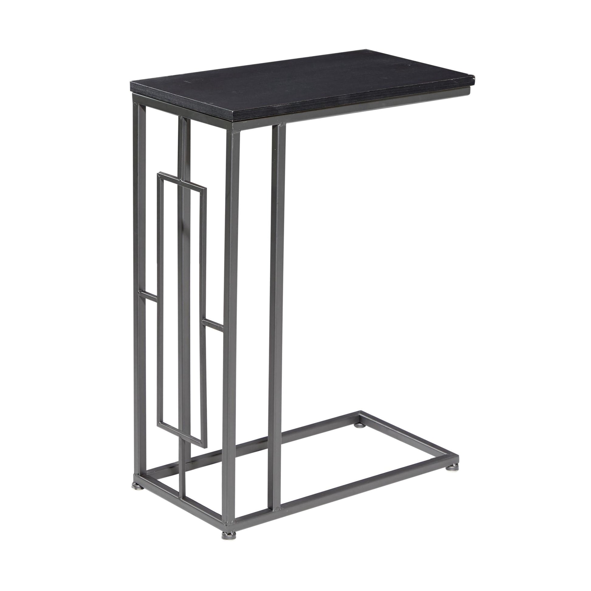 DecMode 19" x 26" Black Metal C-Shaped Accent Table with Black Metal Base, 1-Piece