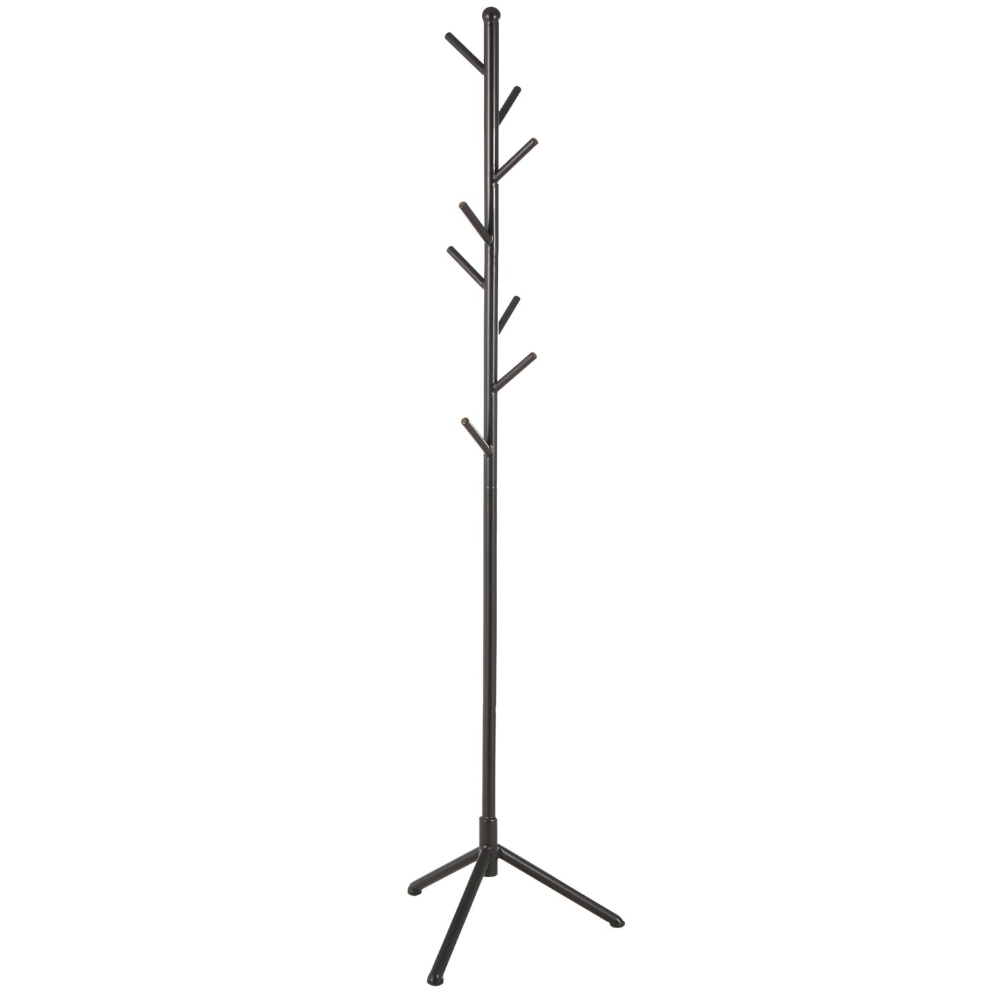 DecMode 20" x 71" Black Metal 8 Hook Coat Rack with Triangle Legs, 1-Piece