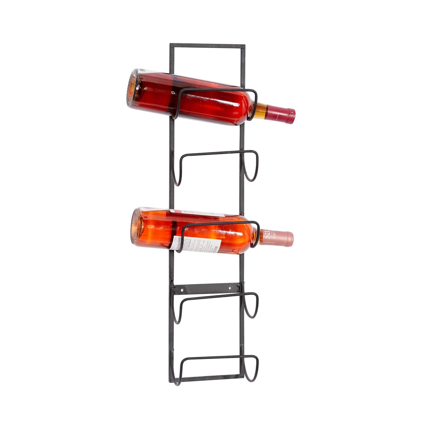 DecMode 6" x 25" Black Metal 5 Bottle Wall Wine Rack, 1-Piece