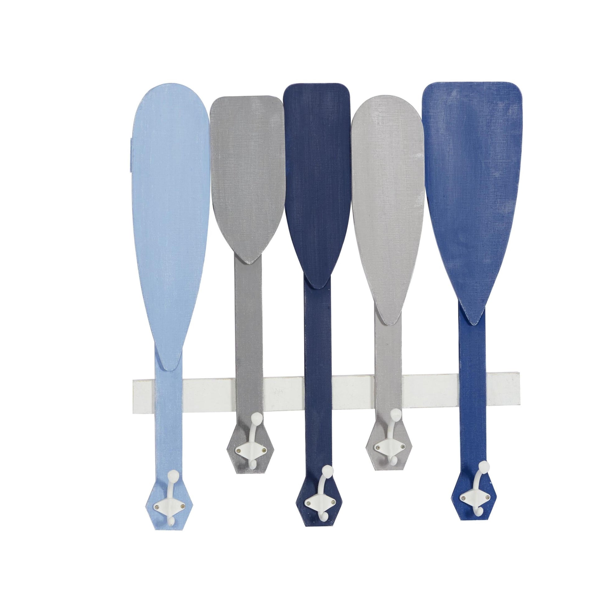 DecMode Coastal Wooden Canoe Paddles Inspired Wall Hook with Blue/Gray Finish, 23"W x 26"H