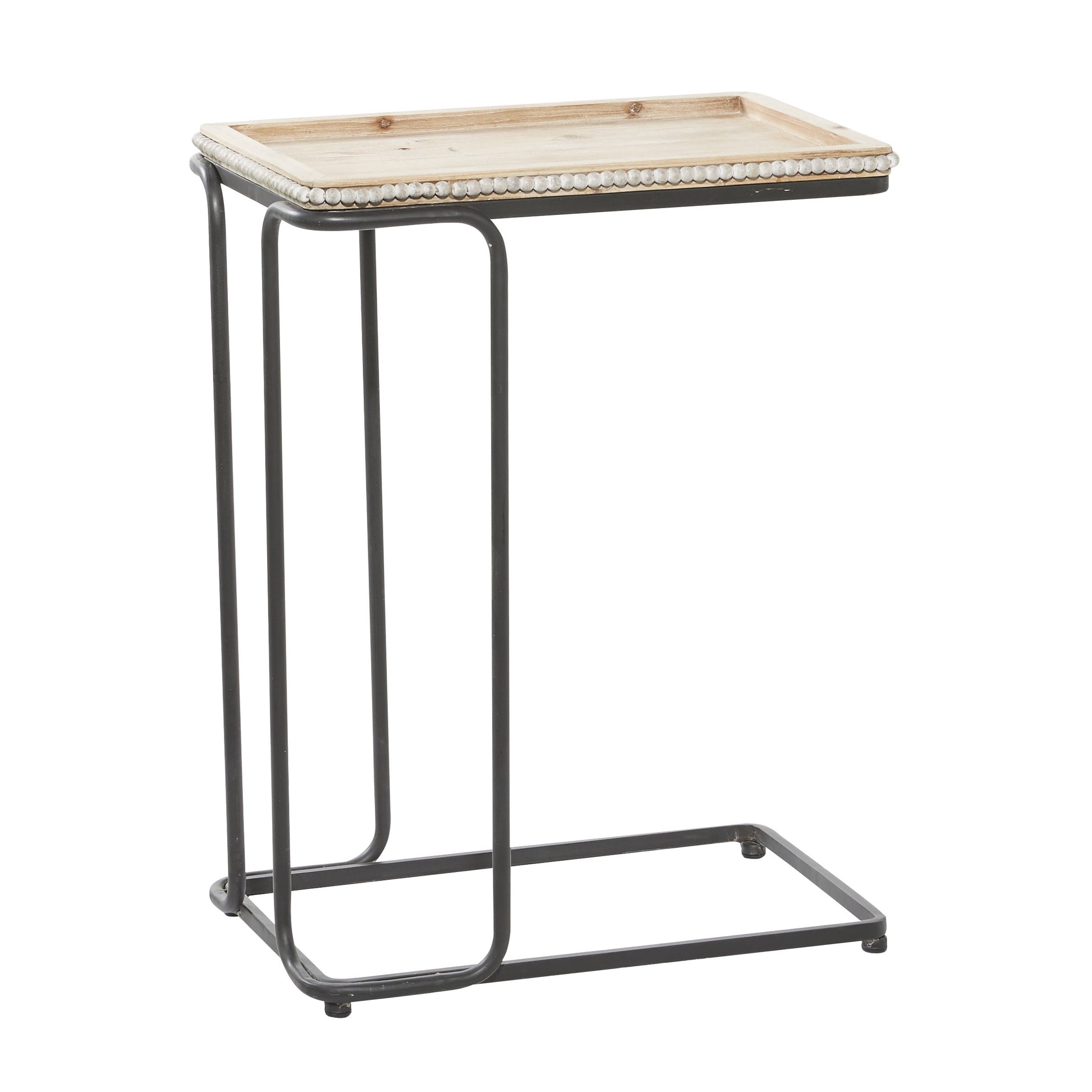 DecMode Mesa Decorativa Elevada de Mesa con Borde Vivo Hecha a Mano de Madera de Teca MarrÃ³n de 18" x 23" con Base de TocÃ³n de Ãrbol, 1 Pieza