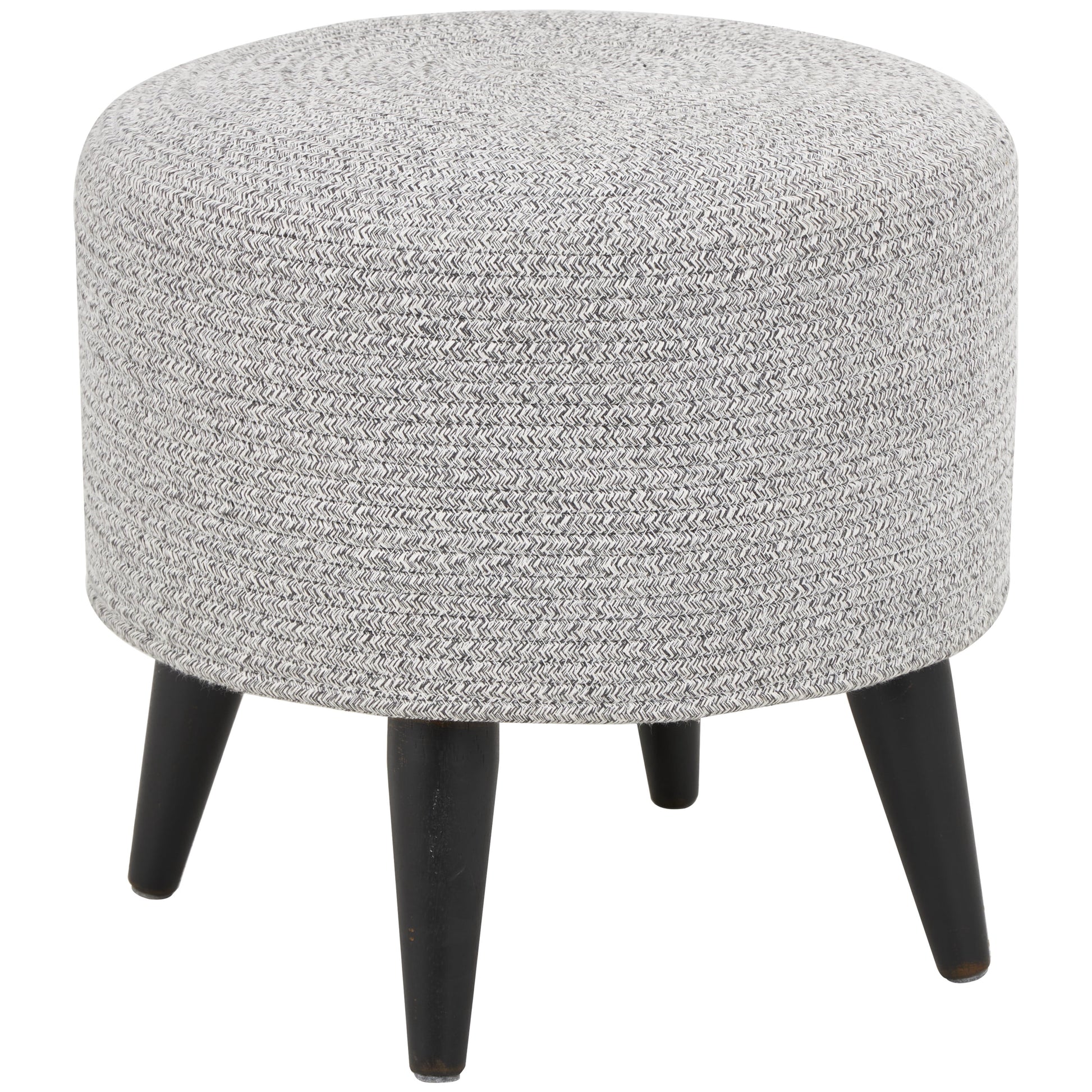 DecMode Polyester Chevron Textured Stool with Black Wooden Legs, Light Gray