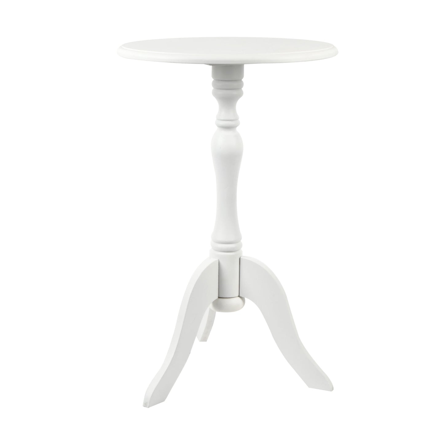 Decor Therapy Simplify Round Pedestal Accent Table in White Wood Finish, 24x15 Inches