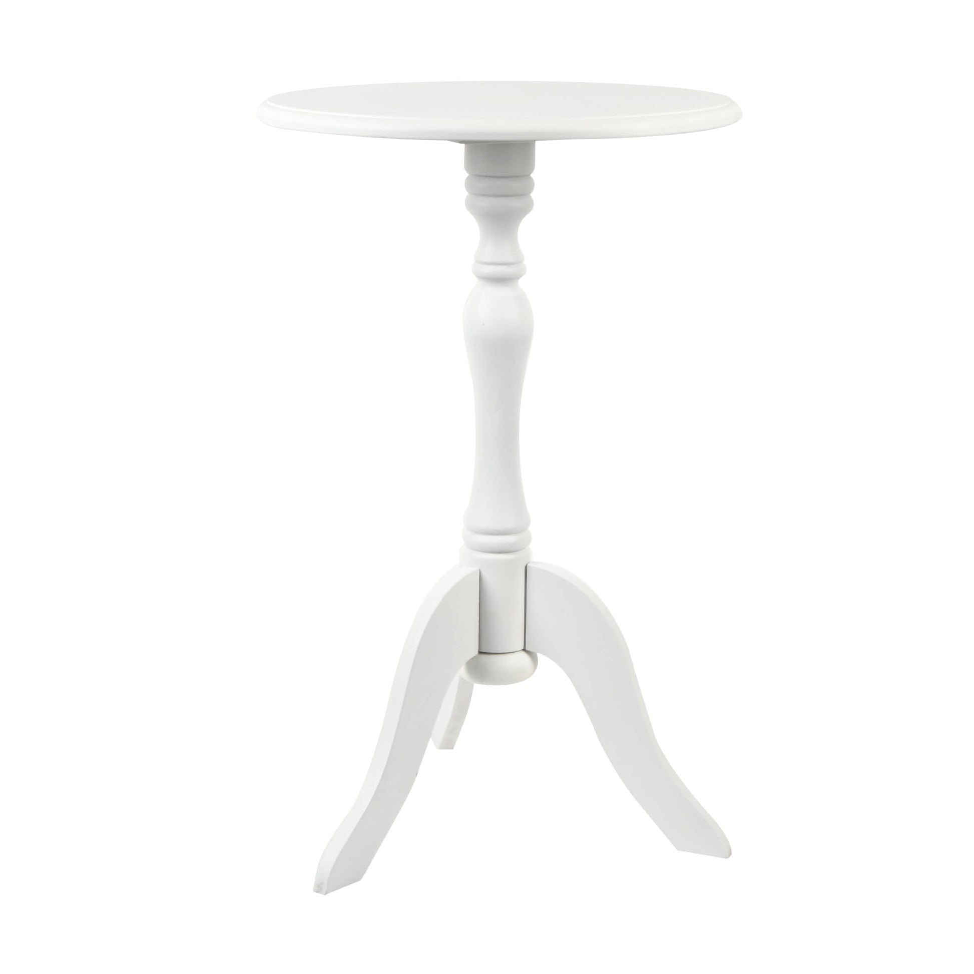 Decor Therapy Simplify Round Pedestal Accent Table in White Wood Finish, 24x15 Inches