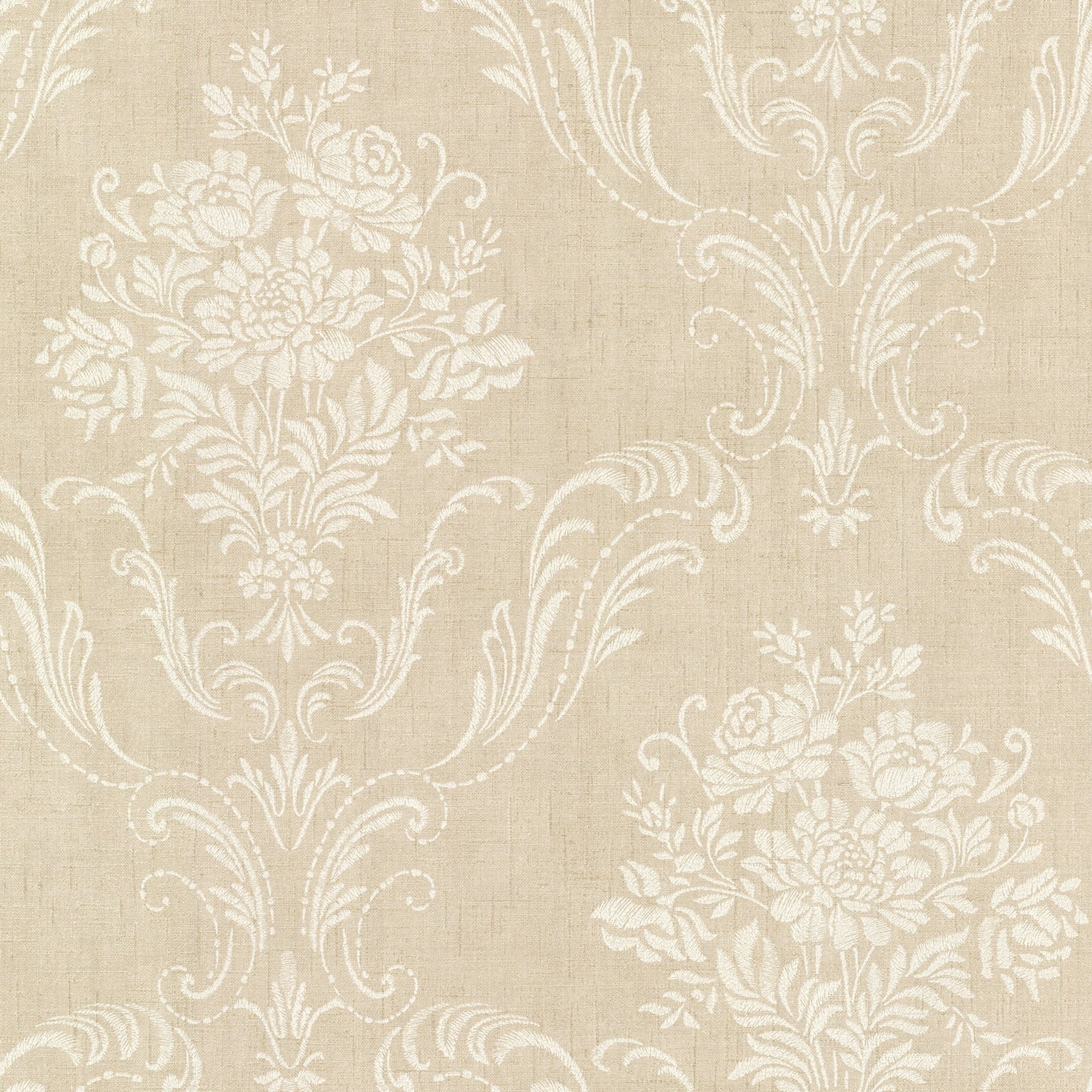 Decorline Manor Beige Floral Damask Wallpaper