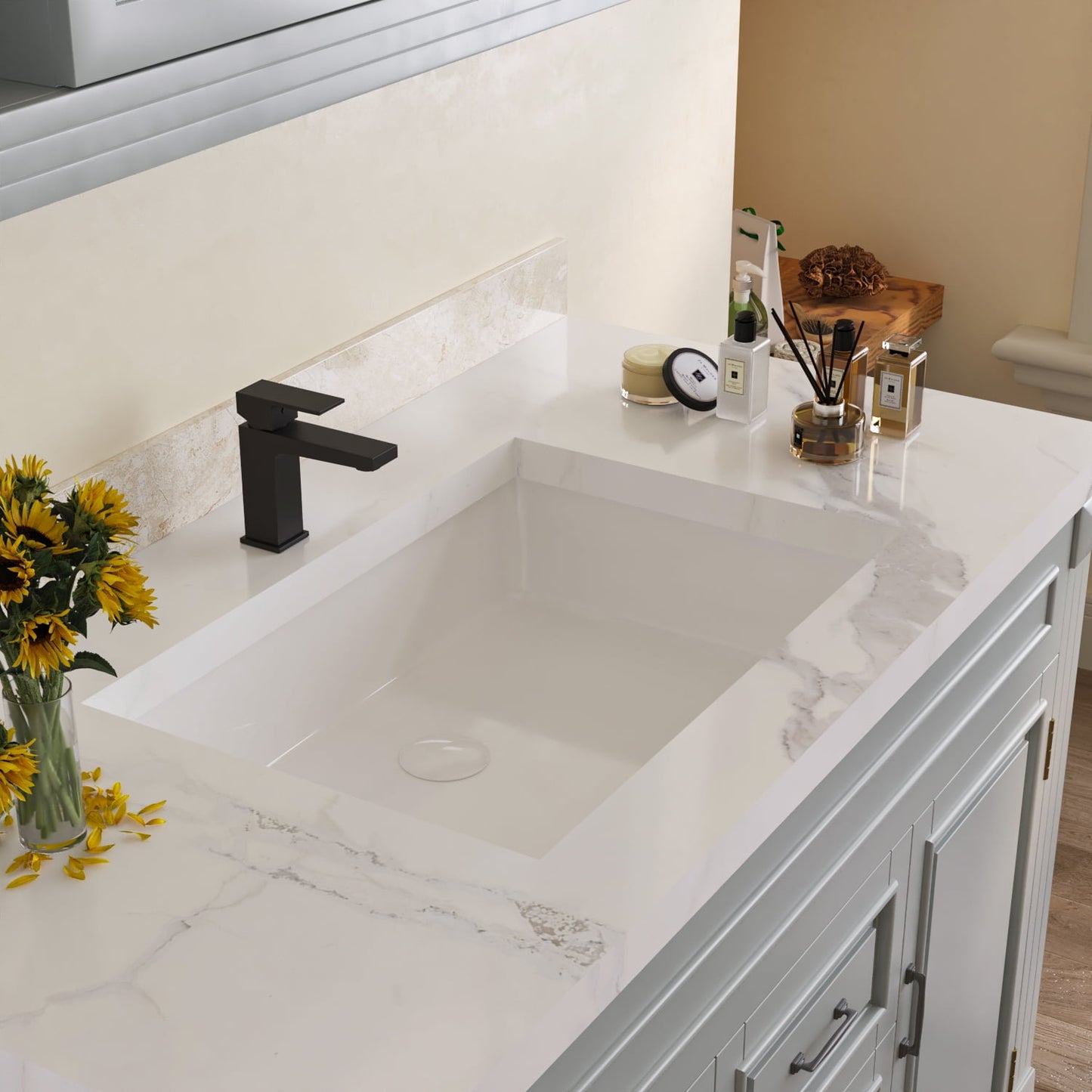 DeerValley DV-1U202 Undermount Bathroom Sink 22" x 15.5"  Rectangular Ceramic in White
