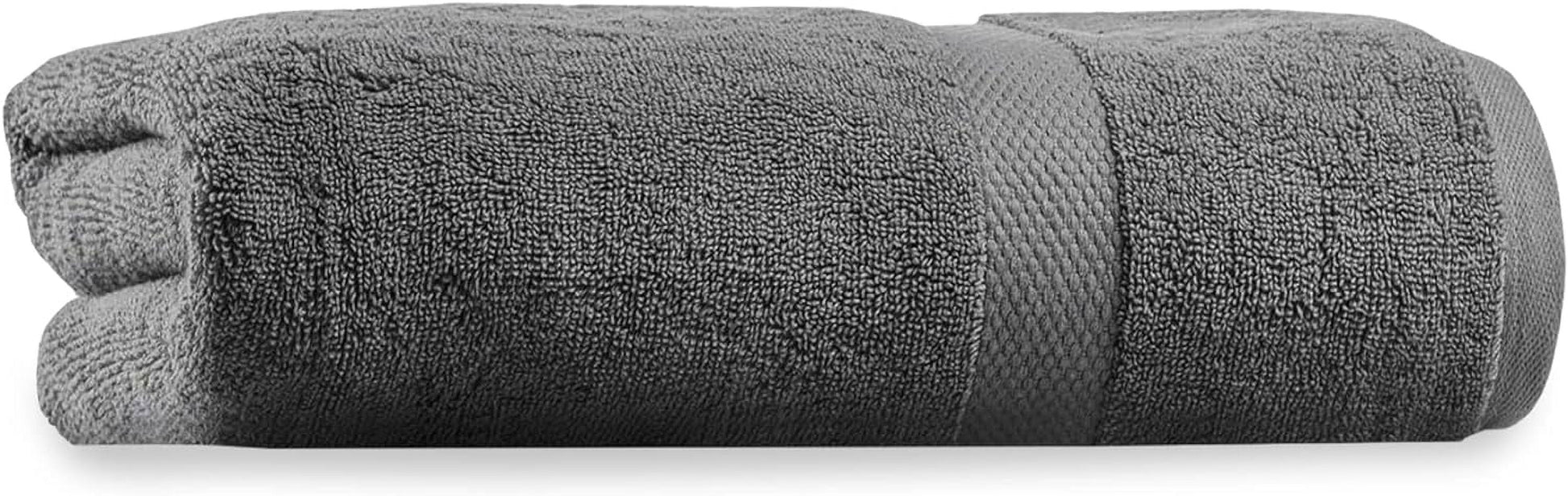 Delara Organic Cotton Plush Bath Towel 30"x58", 650 GSM, GOTS & OEKO-TEX Certified, Ultra-Soft, Quick Dry, Hotel Quality, Dark Grey