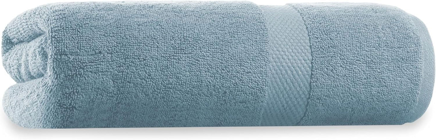 Delara Organic Cotton Plush Bath Towel 30"x58", 650 GSM, GOTS & OEKO-TEX Certified, Ultra-Soft, Quick Dry, Hotel Quality, Light Blue