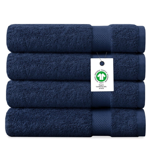 Delara Paquete de 4 Toallas de BaÃ±o de AlgodÃ³n OrgÃ¡nico Toallas de Calidad Hotelera Premium con CertificaciÃ³n OEKO-TEX, 650 g/M2, Suaves, de Secado RÃ¡pido y Ultraabsorbentes