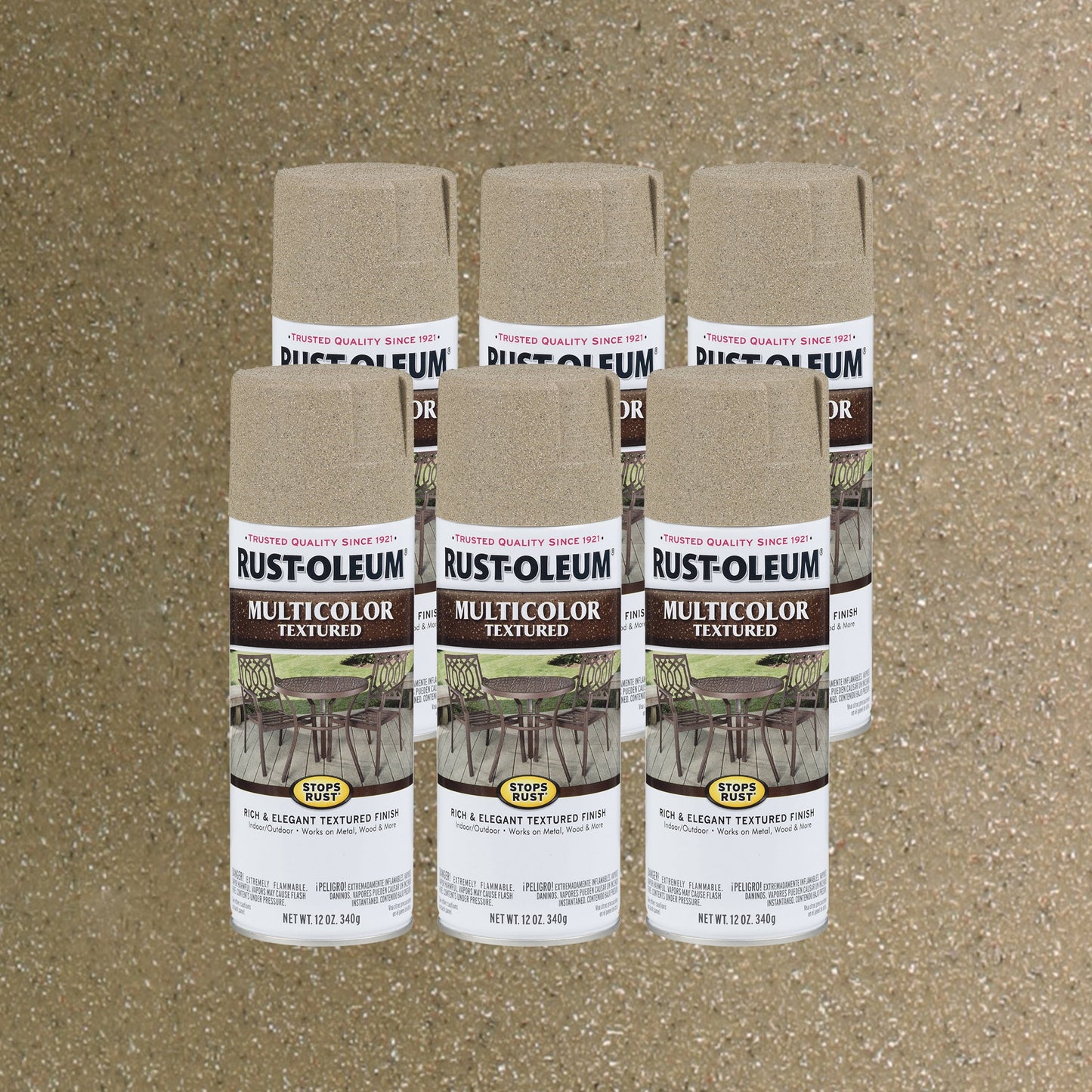 Desert Bisque, Rust-Oleum Stops Rust Textured Protective Enamel Spray Paint, 12 oz, 6 Pack