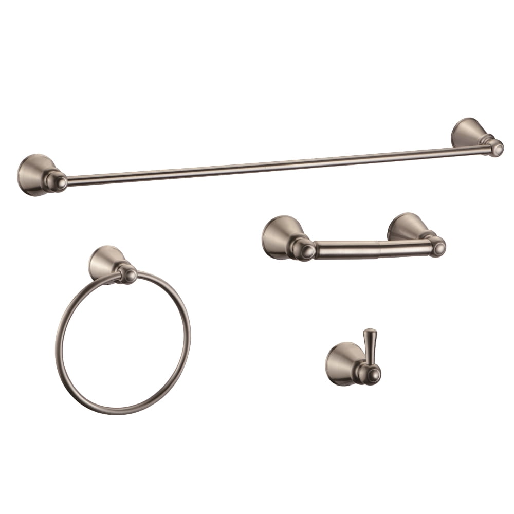 Design House 188706 Kassel 4-Piece Bathroom Hardware Accessory Kit Satin Nickel