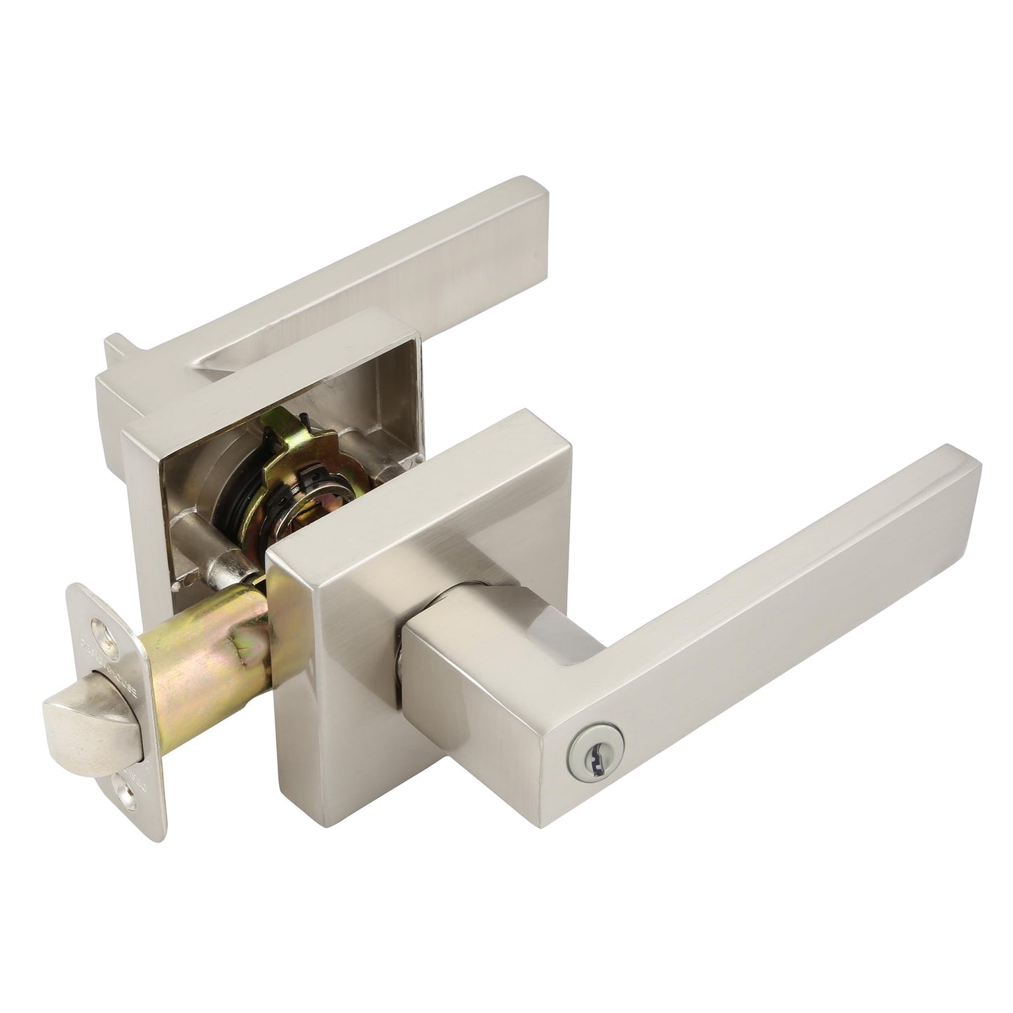 Design House Karsen Modern Interior/Exterior 2-Way Adjustable Keyed Entry Lever, Satin Nickel