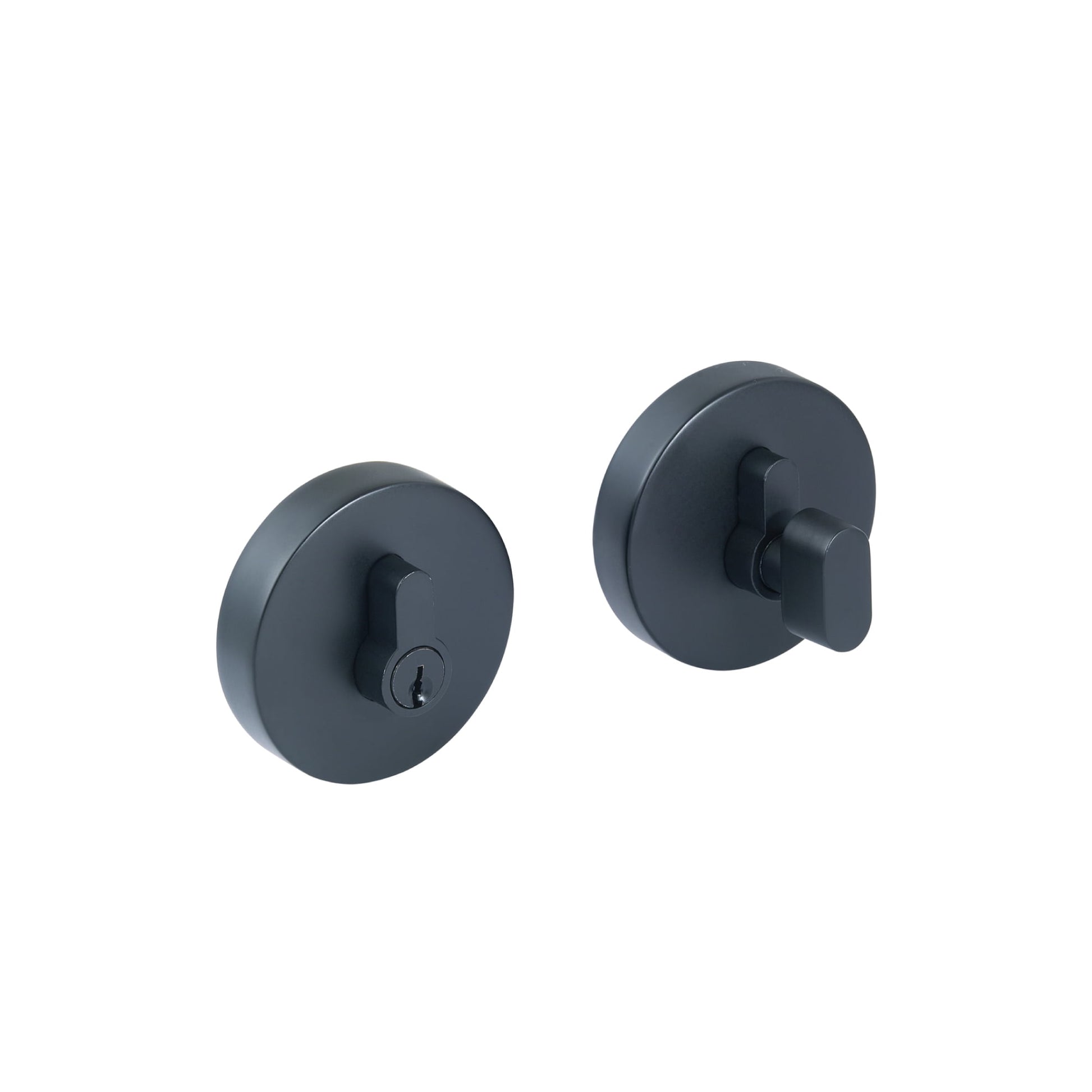 Design House Emblem Contemporary Round Single Cylinder Deadbolt, Matte Black