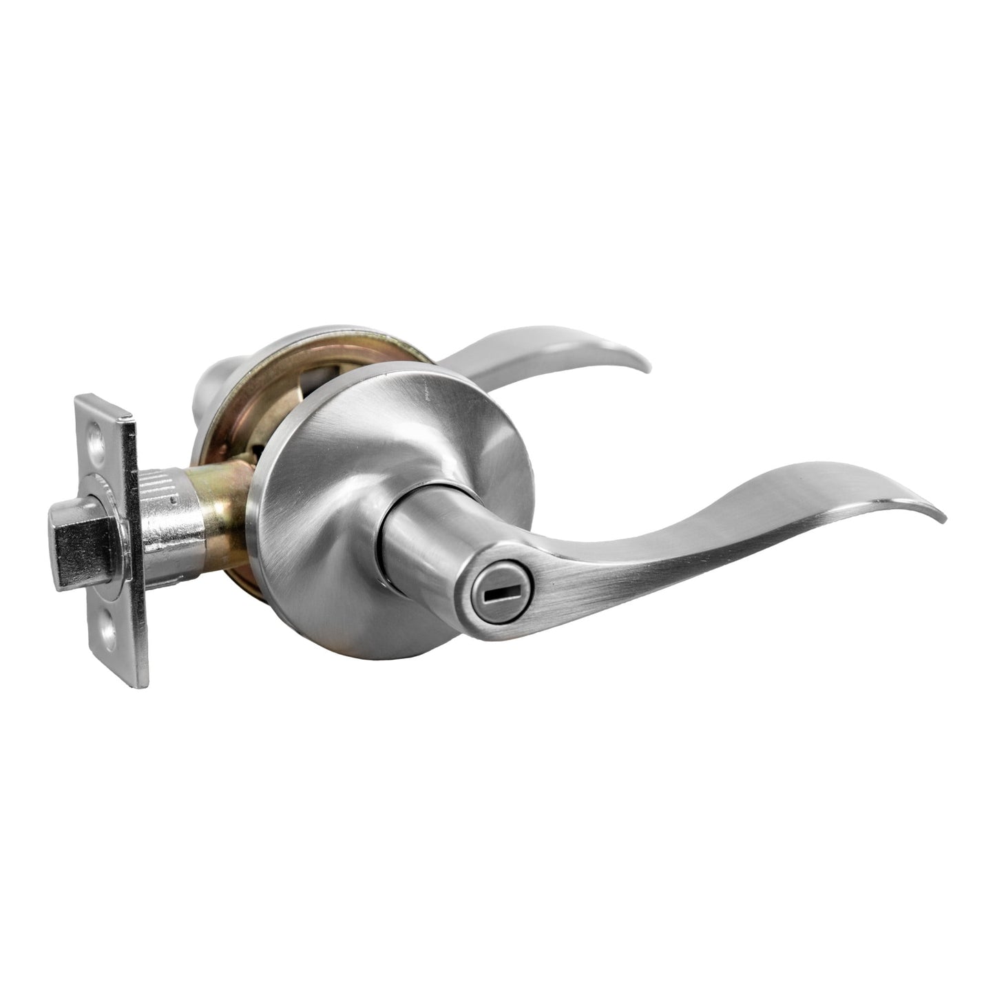Satin Nickel Privacy Lever, Bed and Bath Door, 6-Way Universal Fit