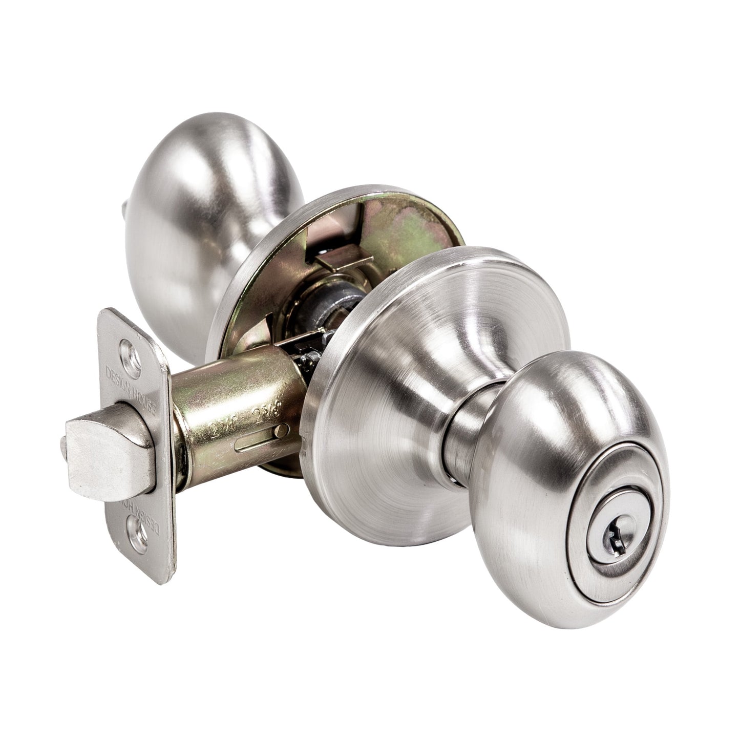 Satin Nickel Egg Keyed Entry Door Knob, Left and Right Hand, ANSI Grade 3, Fits 1-3/8 in. to 1-3/4 in. Doors