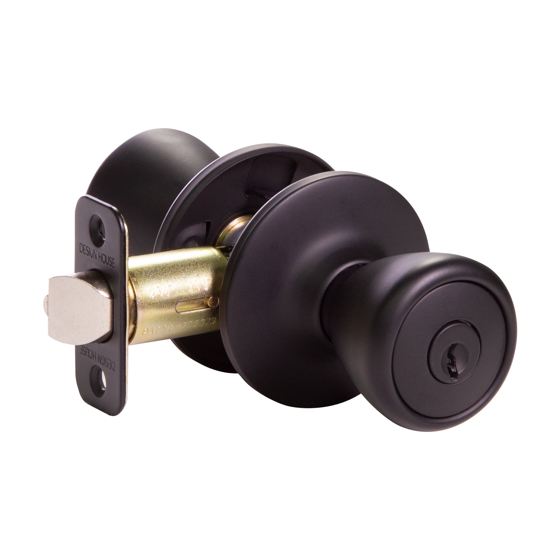 Design House Tulip Keyed Interior Entry Door Knob, Matte Black