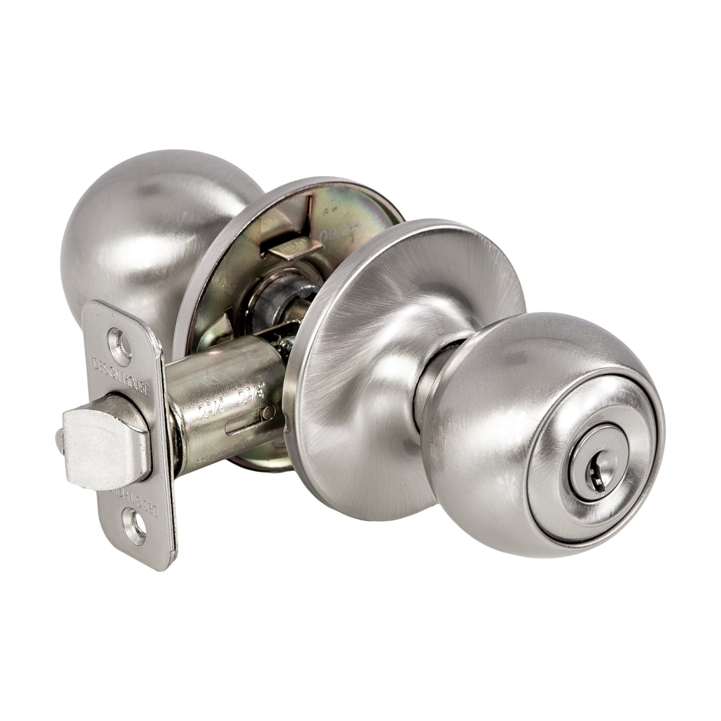 Ball Keyed Entry Door Knob, Satin Nickel Finish, ANSI Grade-3, Left or Right Hand