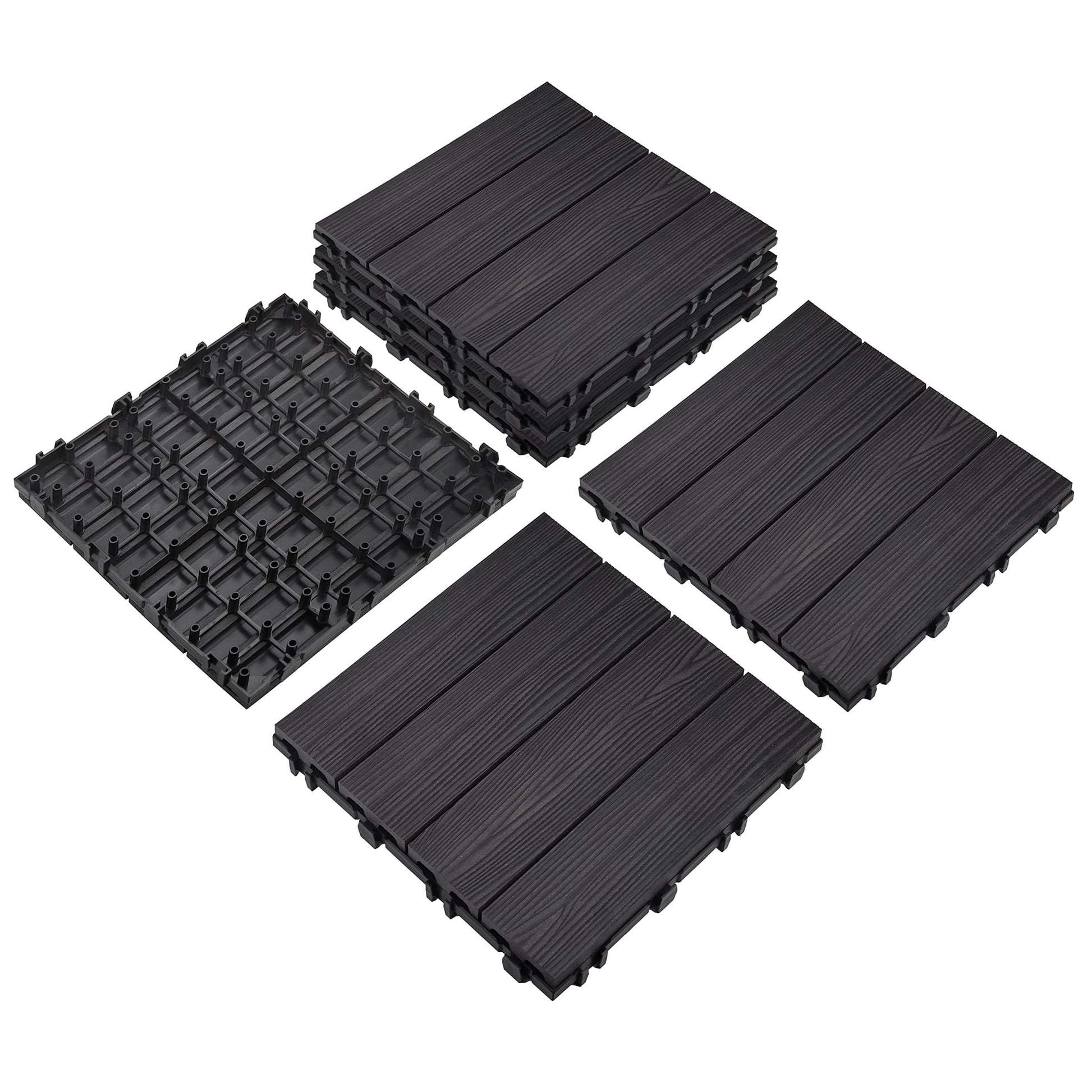 Design House 6-Pack Interlocking Wood Composite 12" x 12" Square Deck Tiles, Russet Canyon Brown