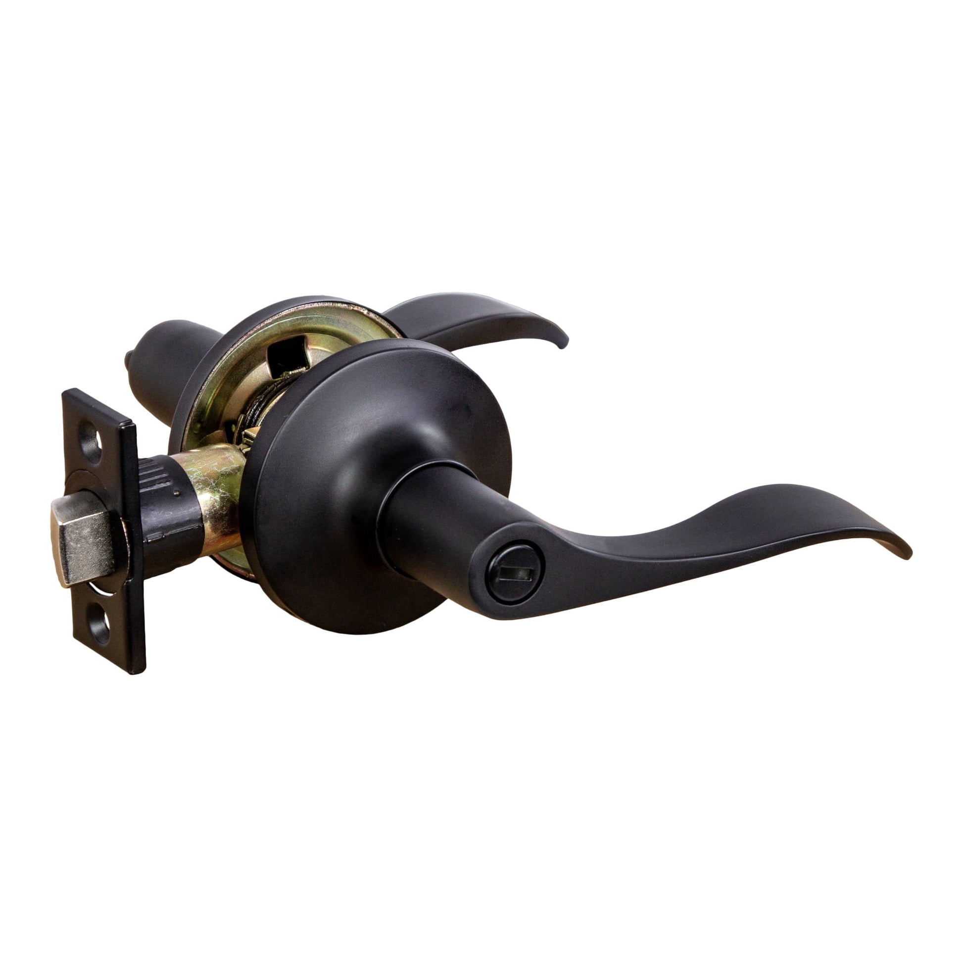 Stratford 6-Way Universal Privacy Bed and Bath Door Lever, Matte Black, ANSI Grade 3