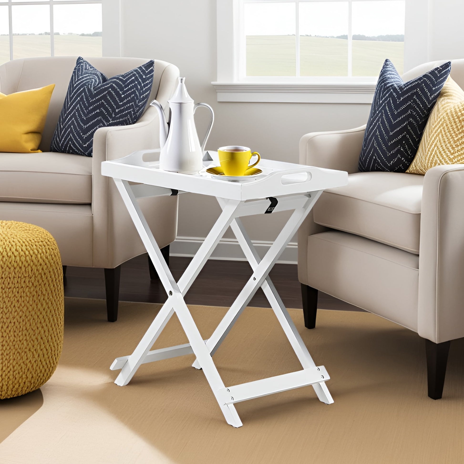 Convenience Concepts Designs2Go Folding Tray Table, White