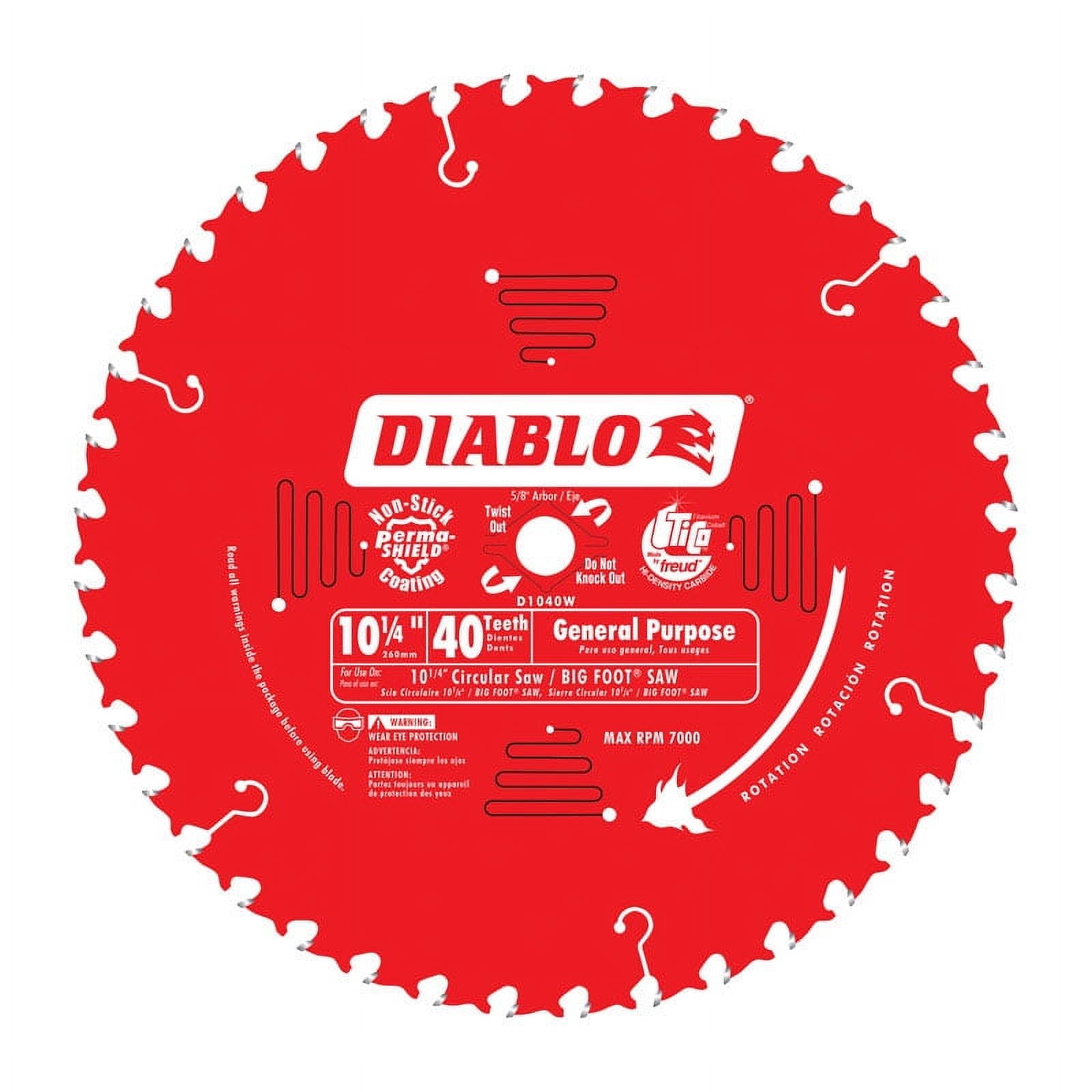 Diablo 10-1/4 in. Dia. x 5/8 in. Carbide Tip Circular Saw Blade 40 teeth 1 pk