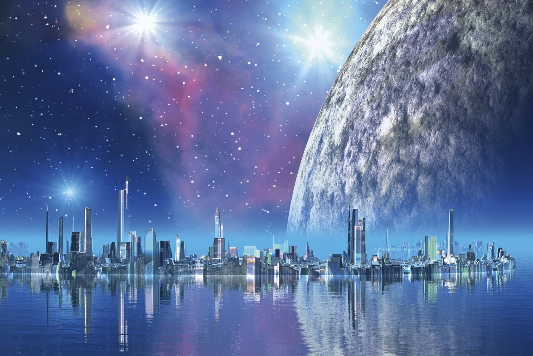 Dimex Futuristic City Wall Mural Wallpaper
