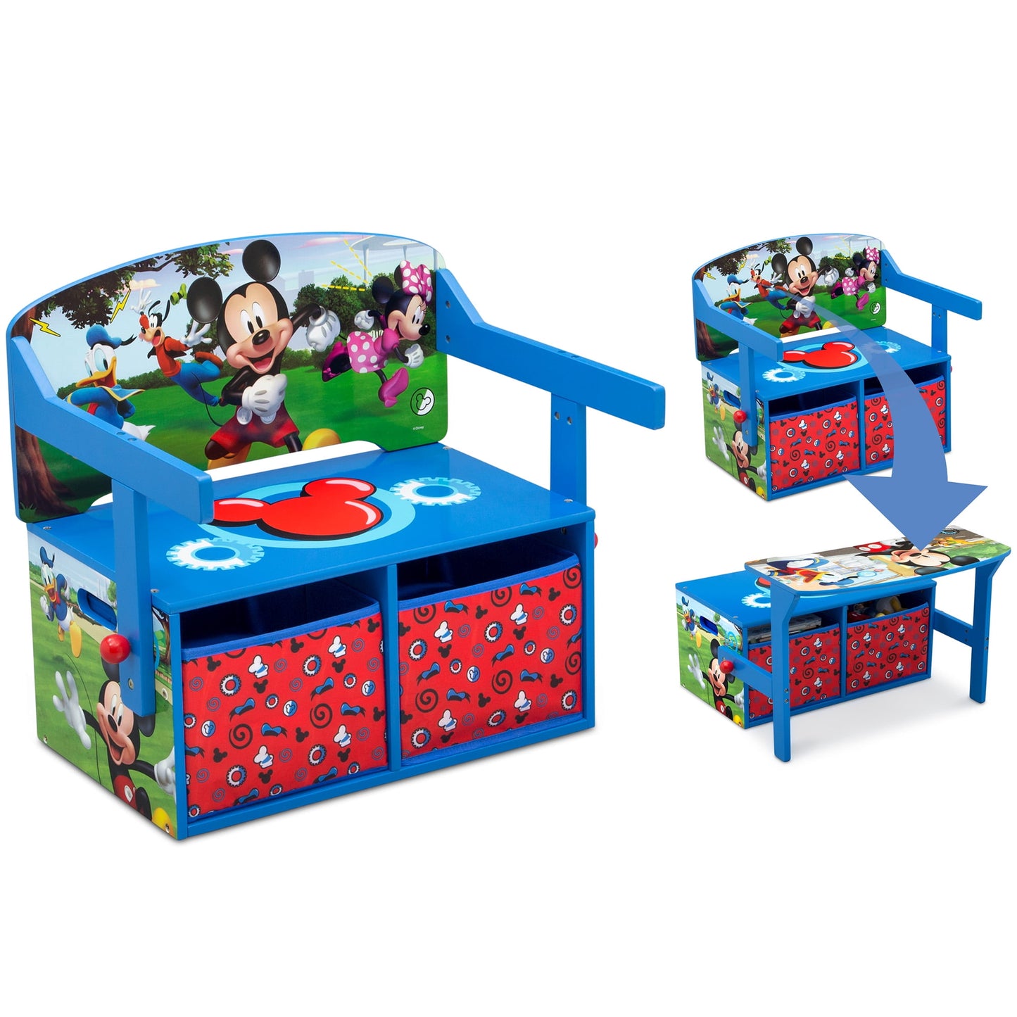 Disney Mickey Mouse 2-in-1 Activity Bench and Desk by Delta Children - Greenguard Gold Certified, Blue
